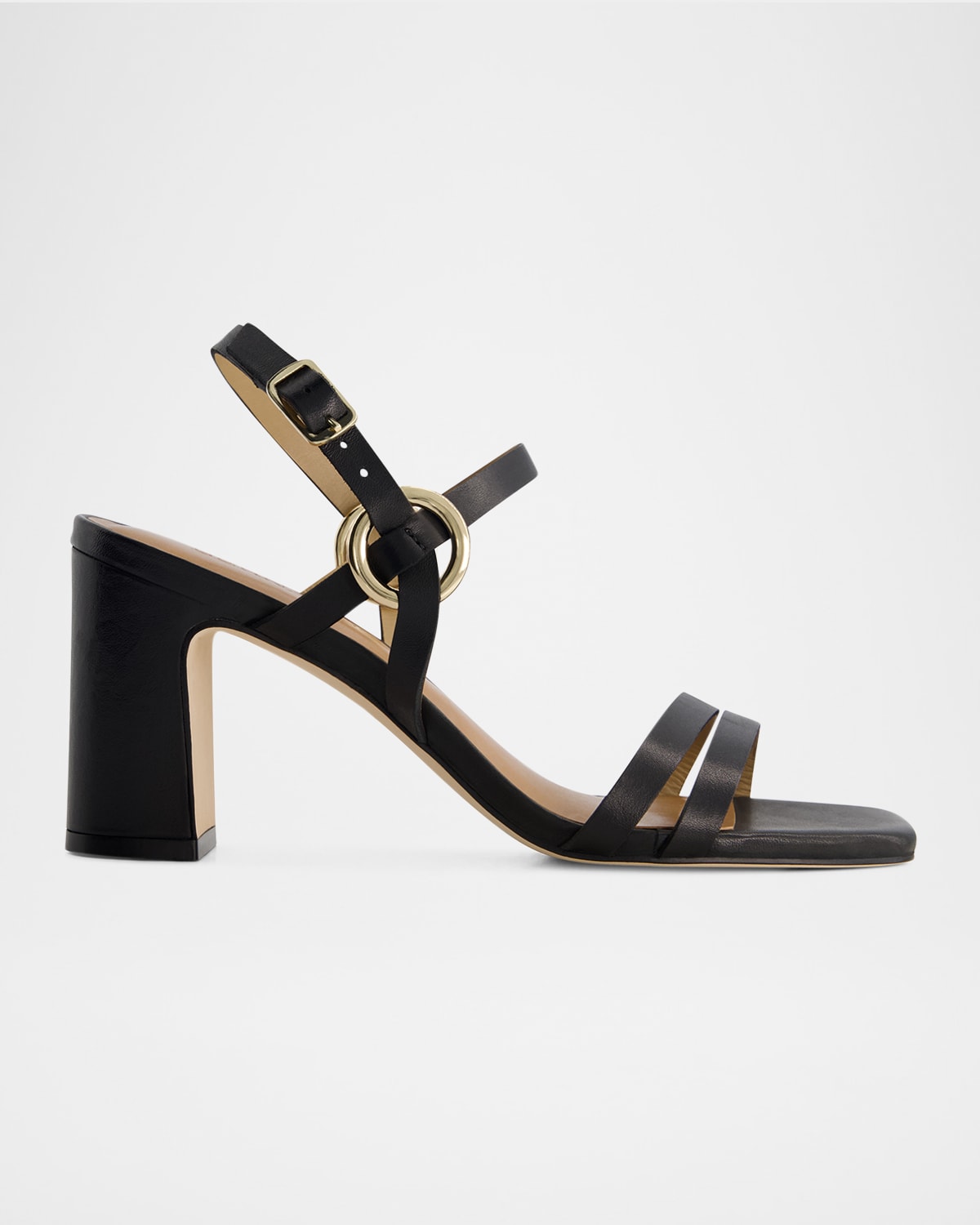 Shop Bernardo Irisa Leather Ankle-strap Sandals In Black Antique Calf