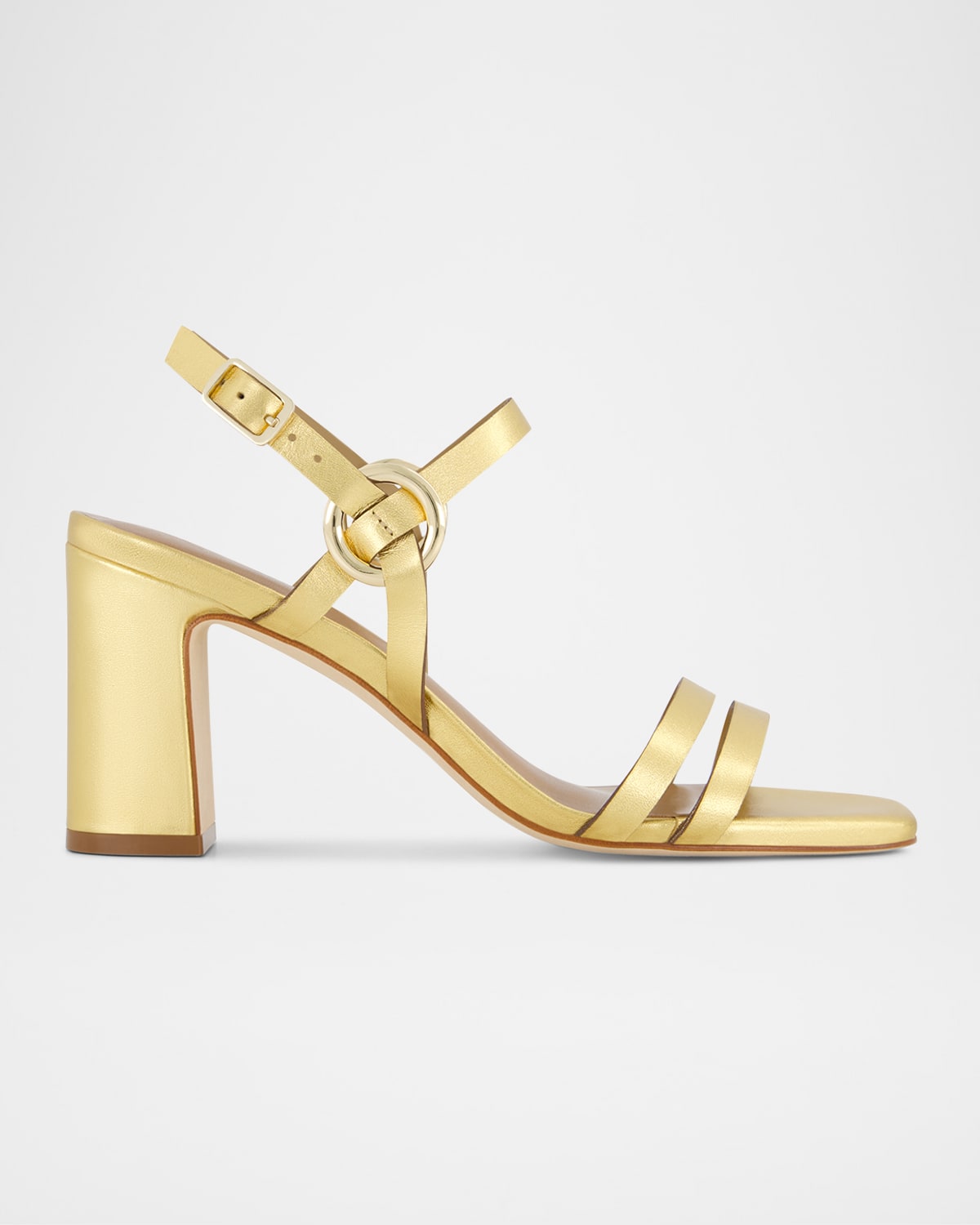 Shop Bernardo Irisa Metallic Leather Ankle-strap Sandals In Gold Metallic Antique Calf