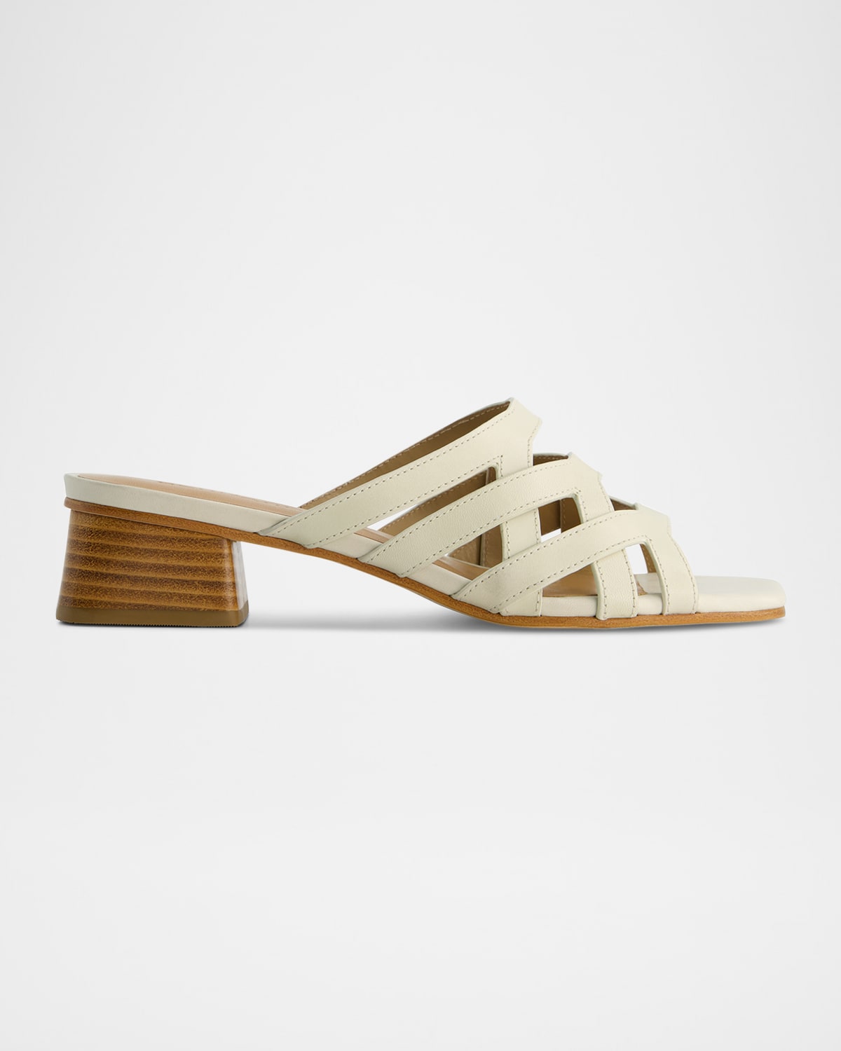 Shop Bernardo Jacin Caged Leather Slide Sandals In Eggshell Antique Calf