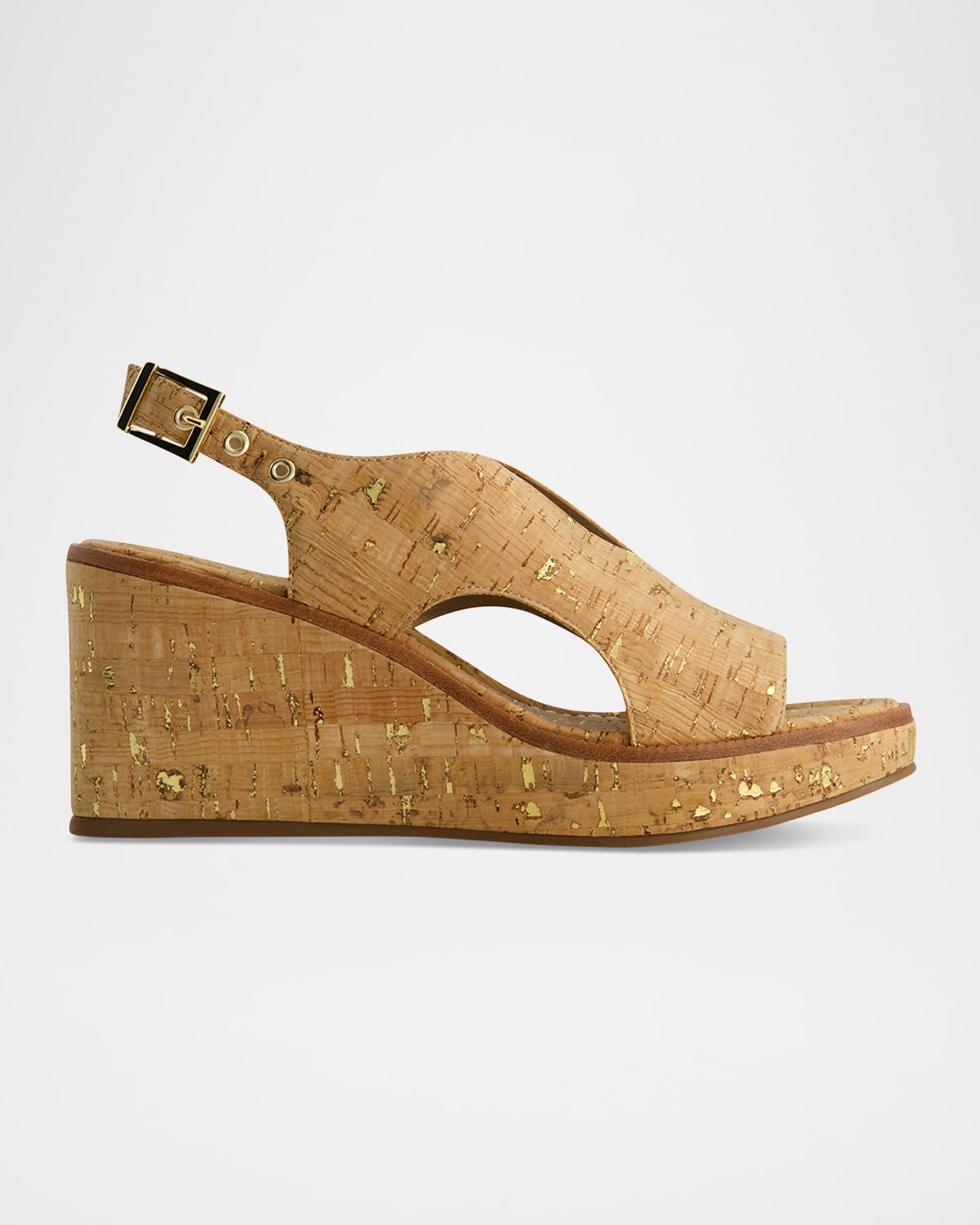 Shop Bernardo Kuarta Cork Wedge Slingback Sandals In Natural/gold Fleck Cork
