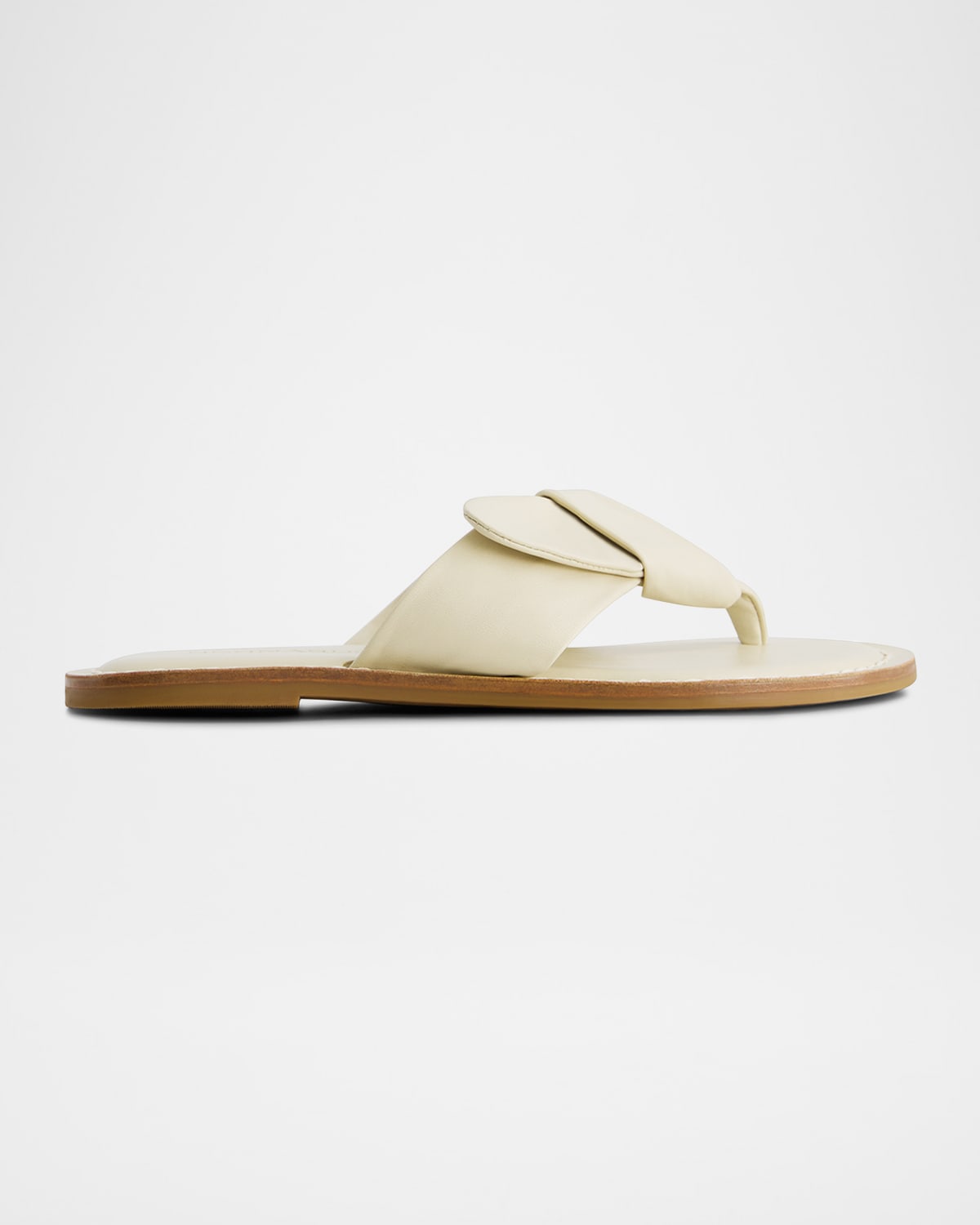 Shop Bernardo Laia Knotted Bow Thong Sandals In Eggshell Glove Leather
