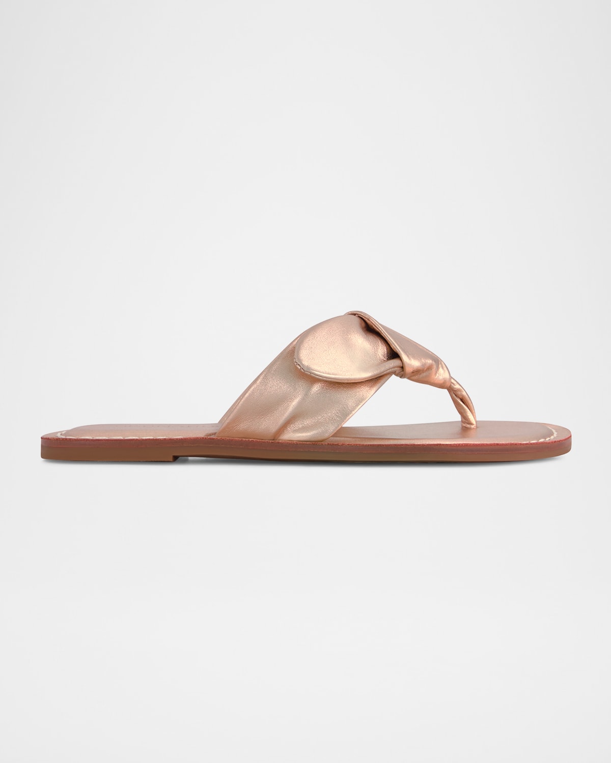 Shop Bernardo Laia Metallic Knotted Bow Thong Sandals In Blush Metallic Glove Leather