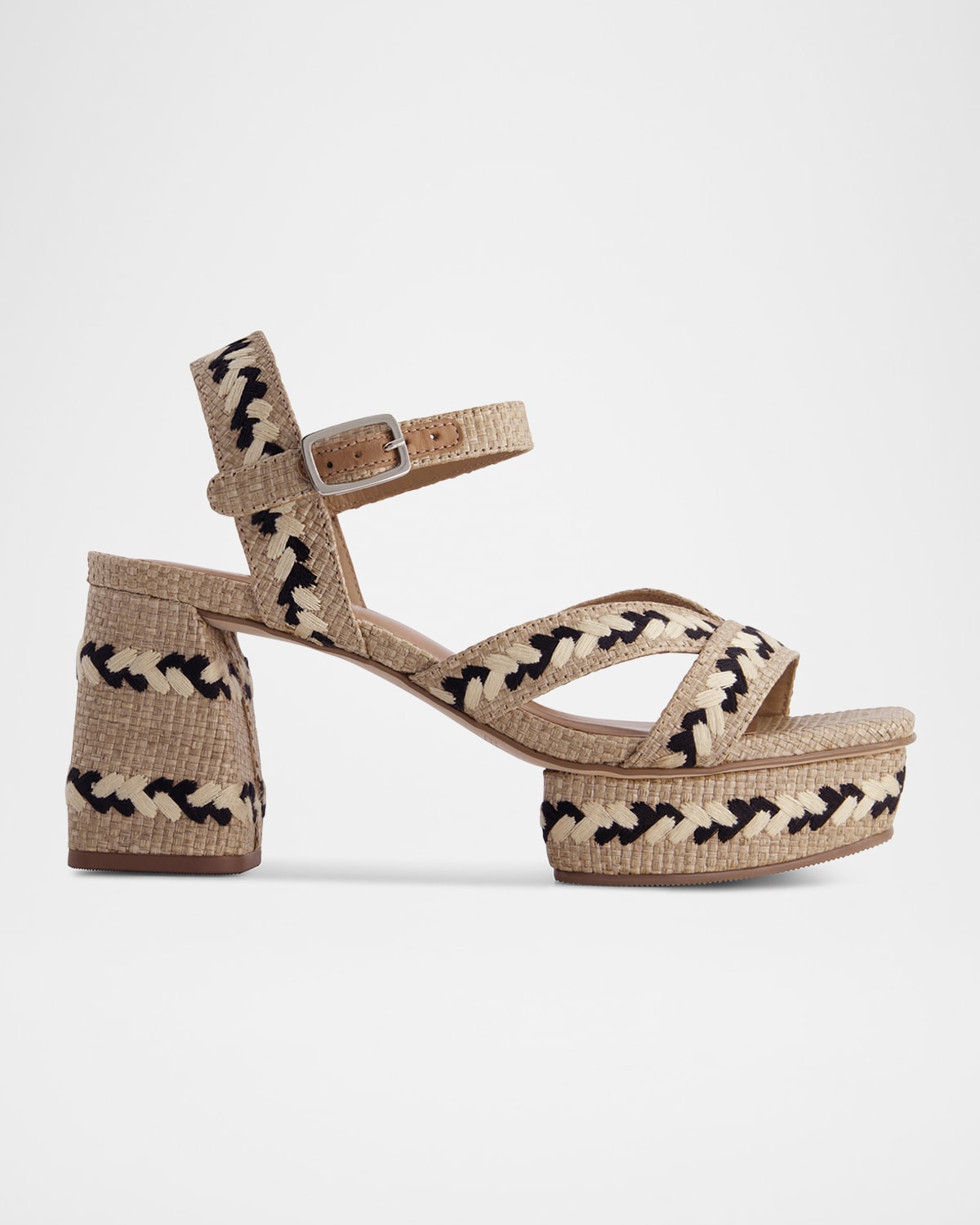 Liana Raffia Ankle-Strap Platform Sandals