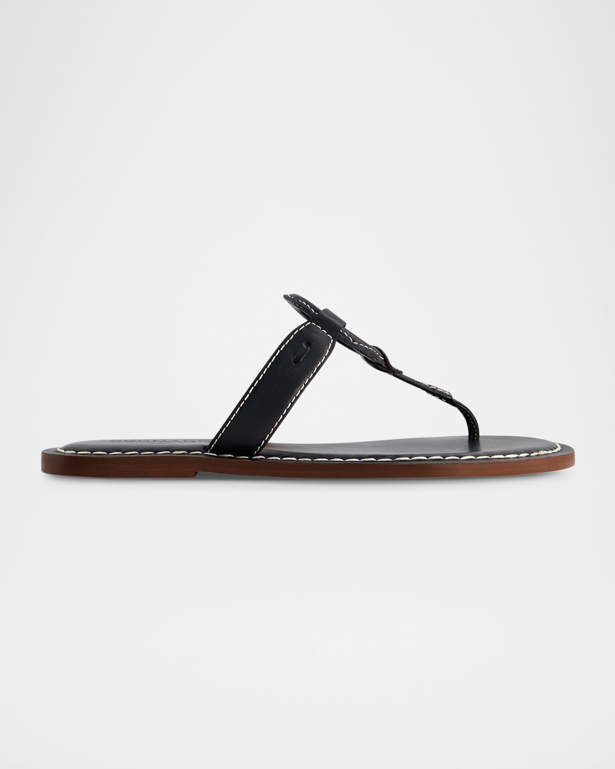 Shop Bernardo Matrix Leather Flat Thong Sandals In Navy Antinque Calf