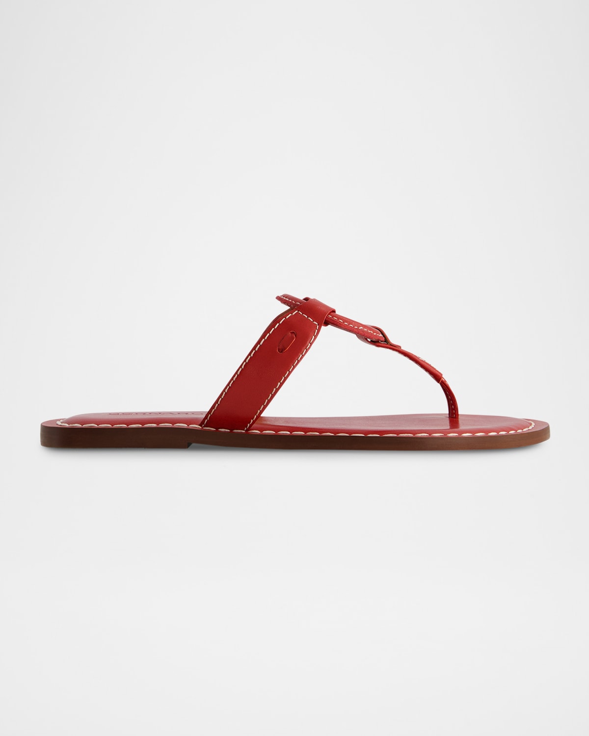 Shop Bernardo Matrix Leather Flat Thong Sandals In Red Antique Calf
