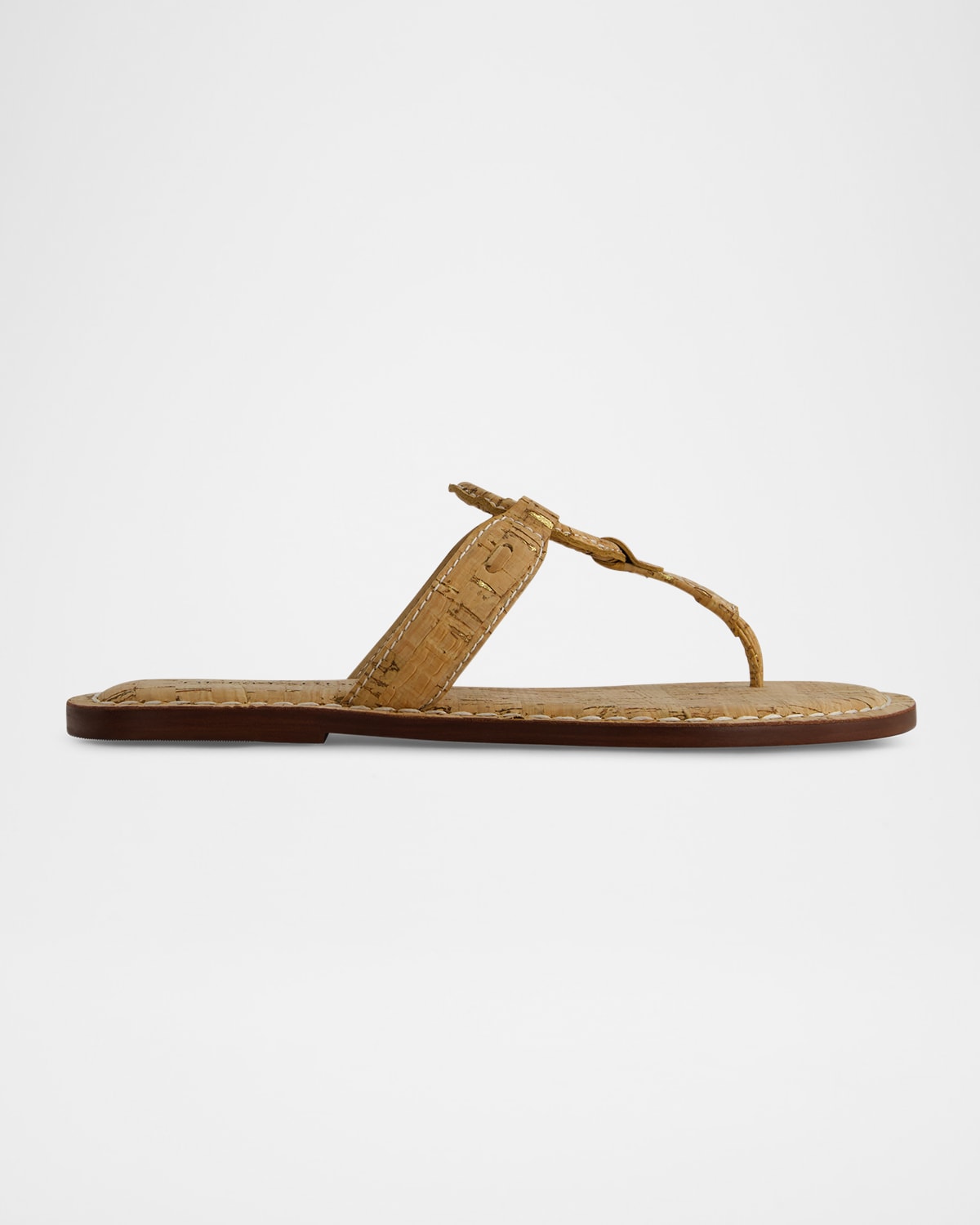Bernardo Matrix Cork Flat Thong Sandals In Natural/gold Fleck Cork