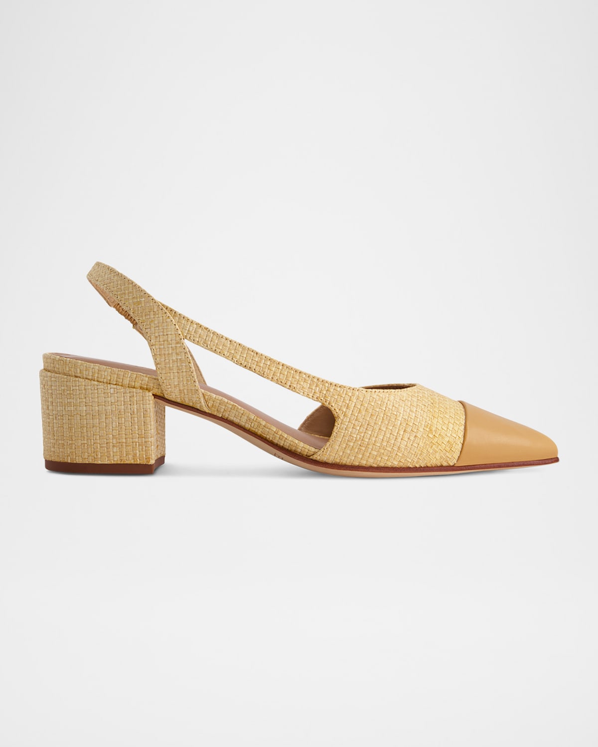 Monroe Raffia Leather Cap-Toe Pumps