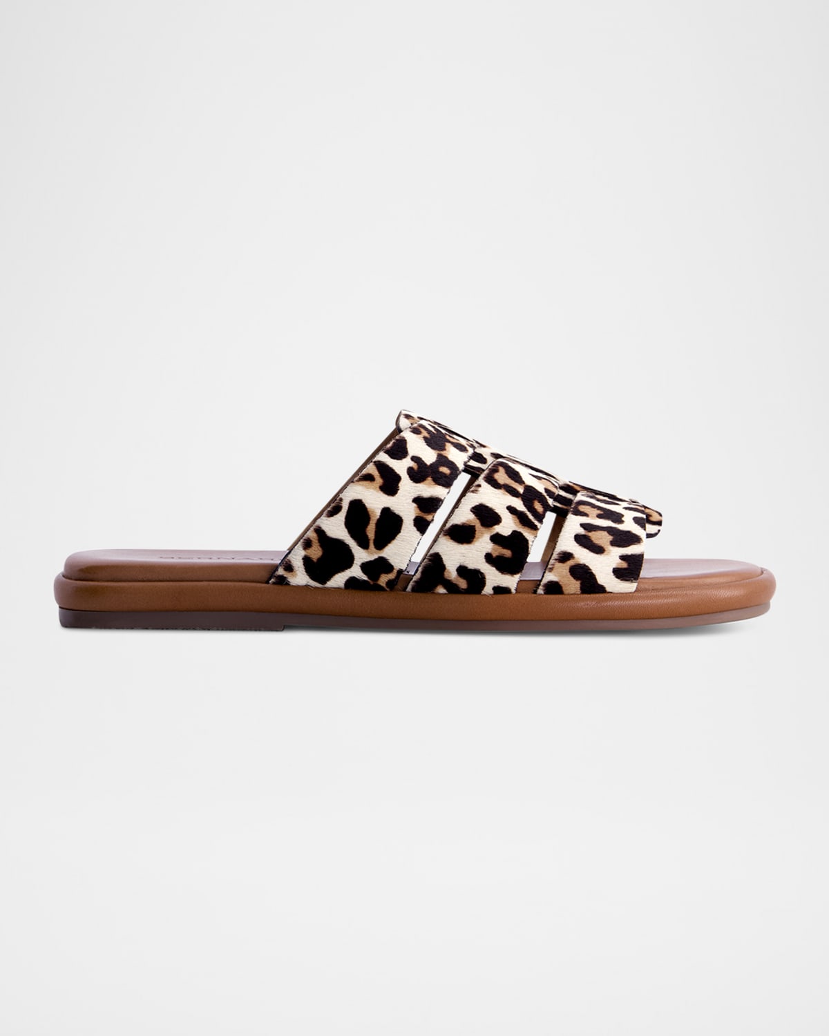 Shop Bernardo Tamer Caged Animal-print Slide Sandals In Cream Leopard Haircalf