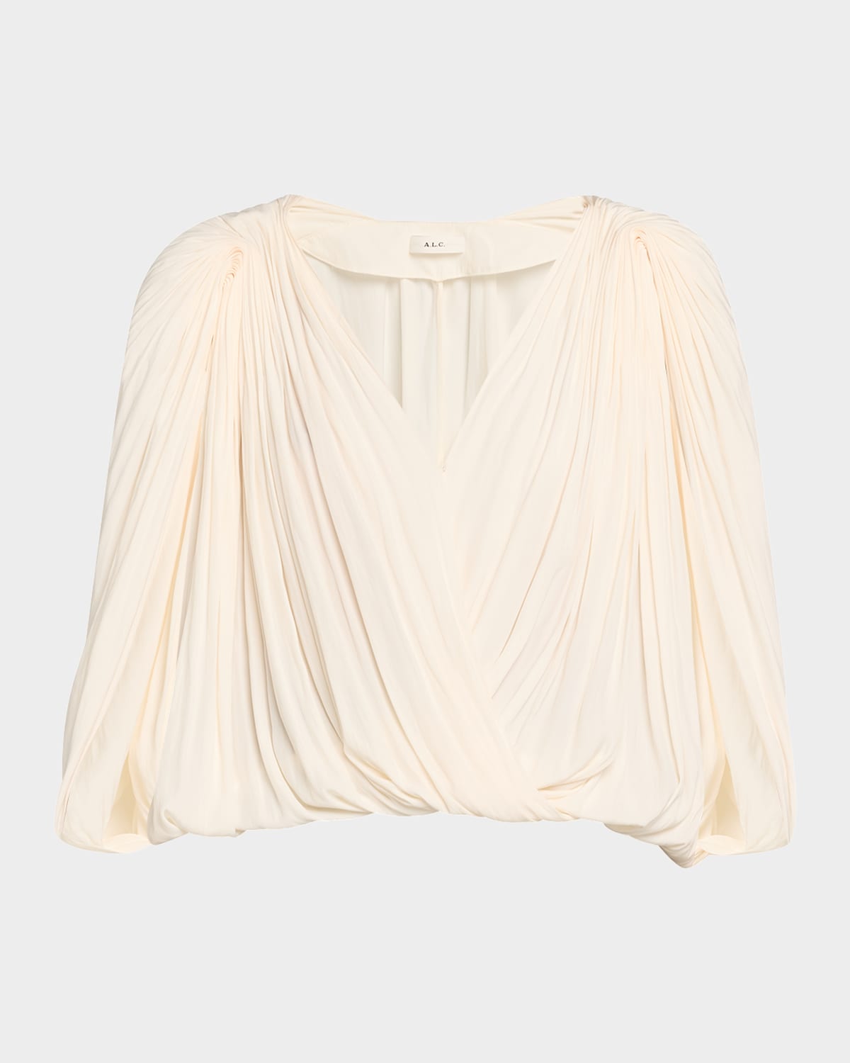 A.l.c Vivian Draped Cape-sleeve Top In Chalk