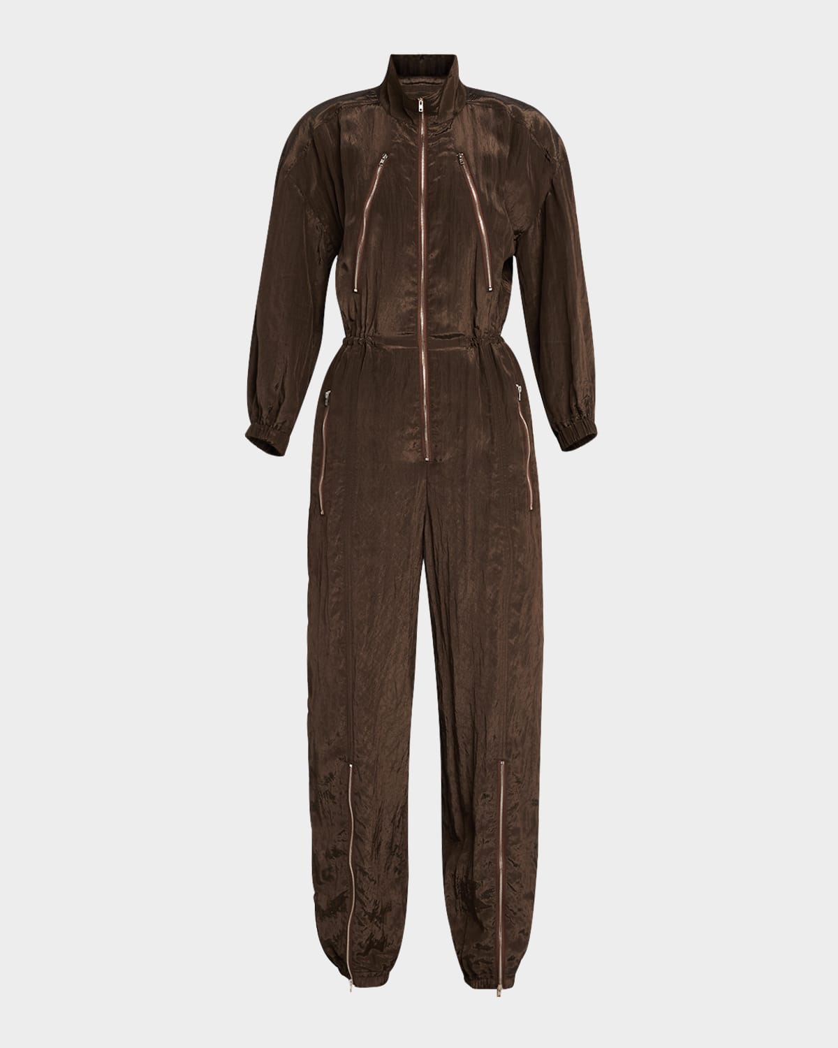 Gavin Long-Sleeve Satin Zip Jumpsuit