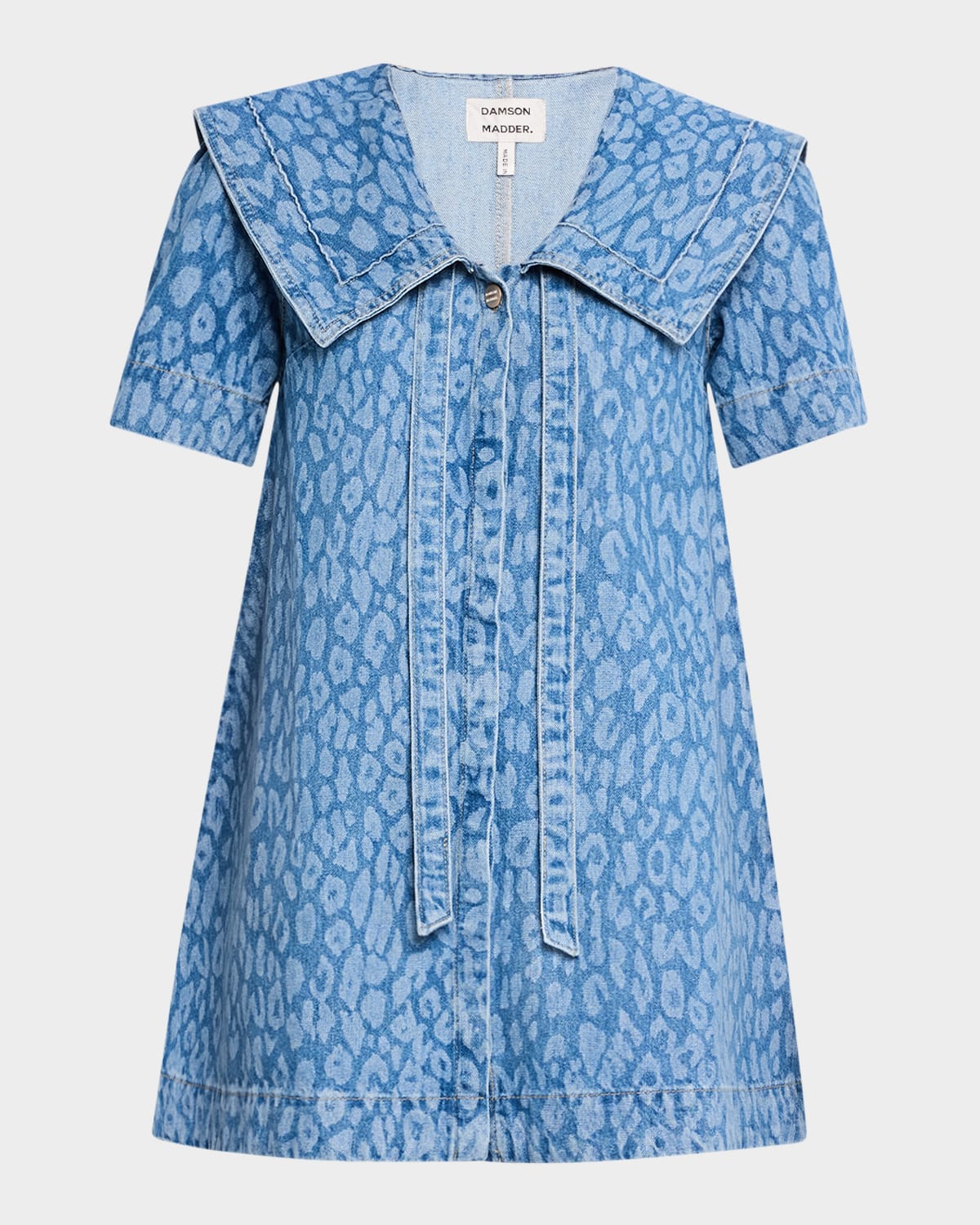 Goldie Denim Leopard Swing Dress