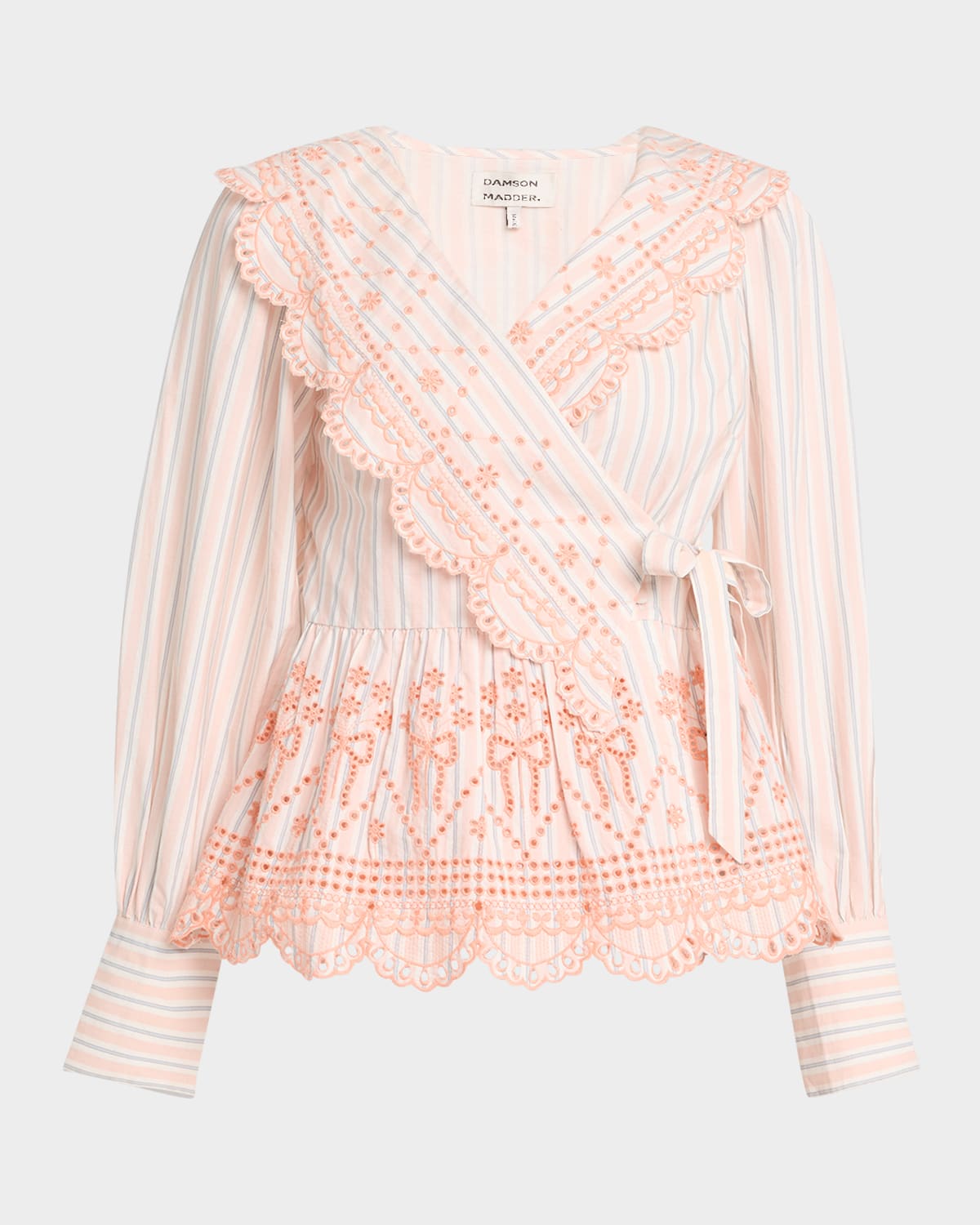DAMSON MADDER ANAIS EMBROIDERED WRAP BLOUSE 