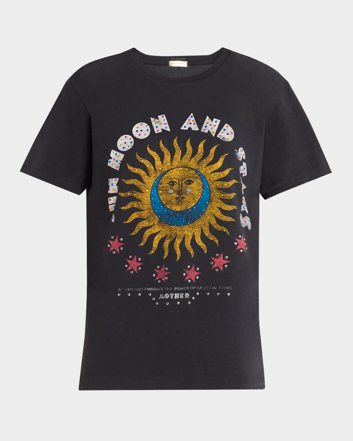 Mother The Rowdy Embellished Graphic T-shirt In Sun Moon And Stars