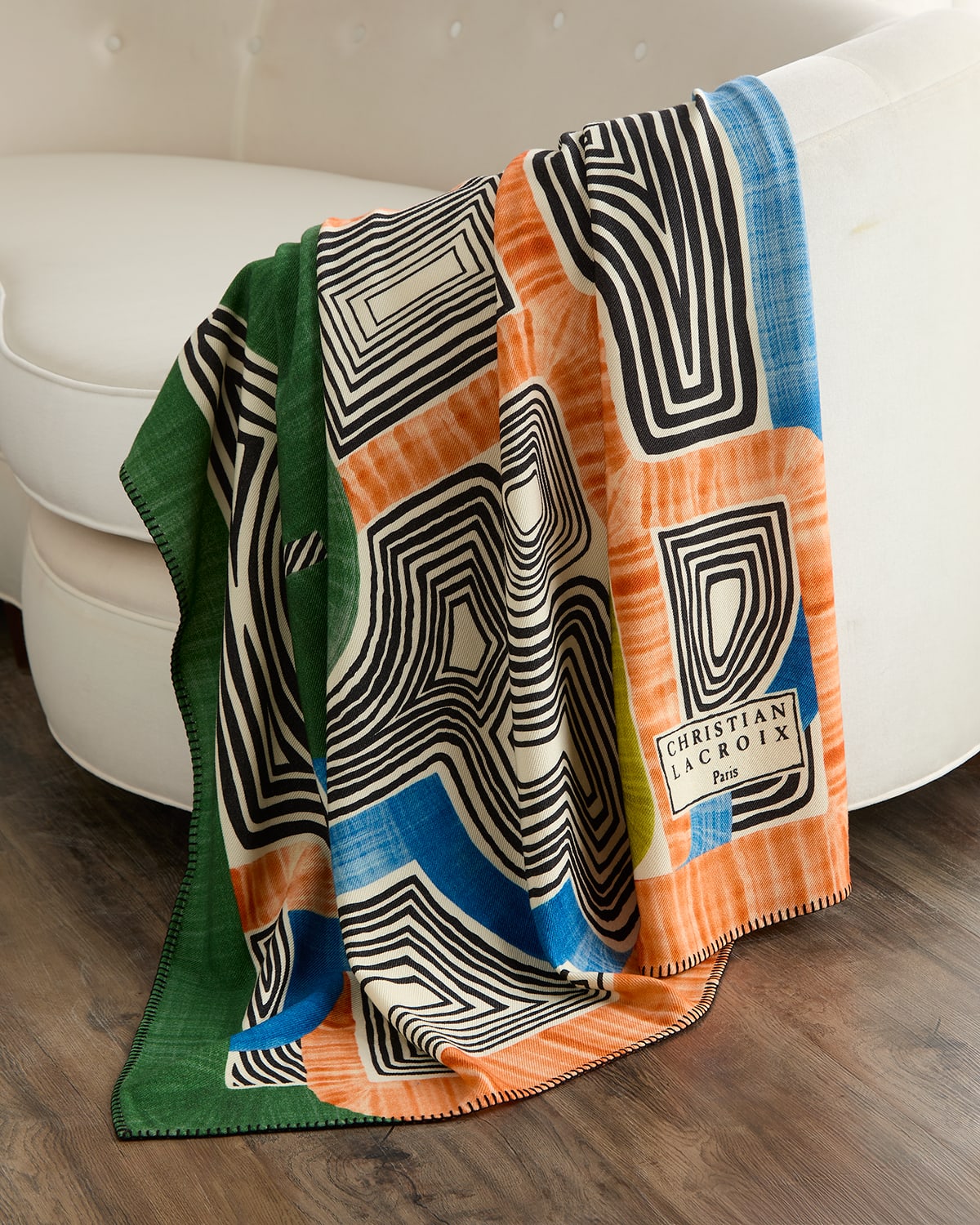 Christian Lacroix En Allant Aux Baux Merino Wool Throw, 51" X 71" In Cypres