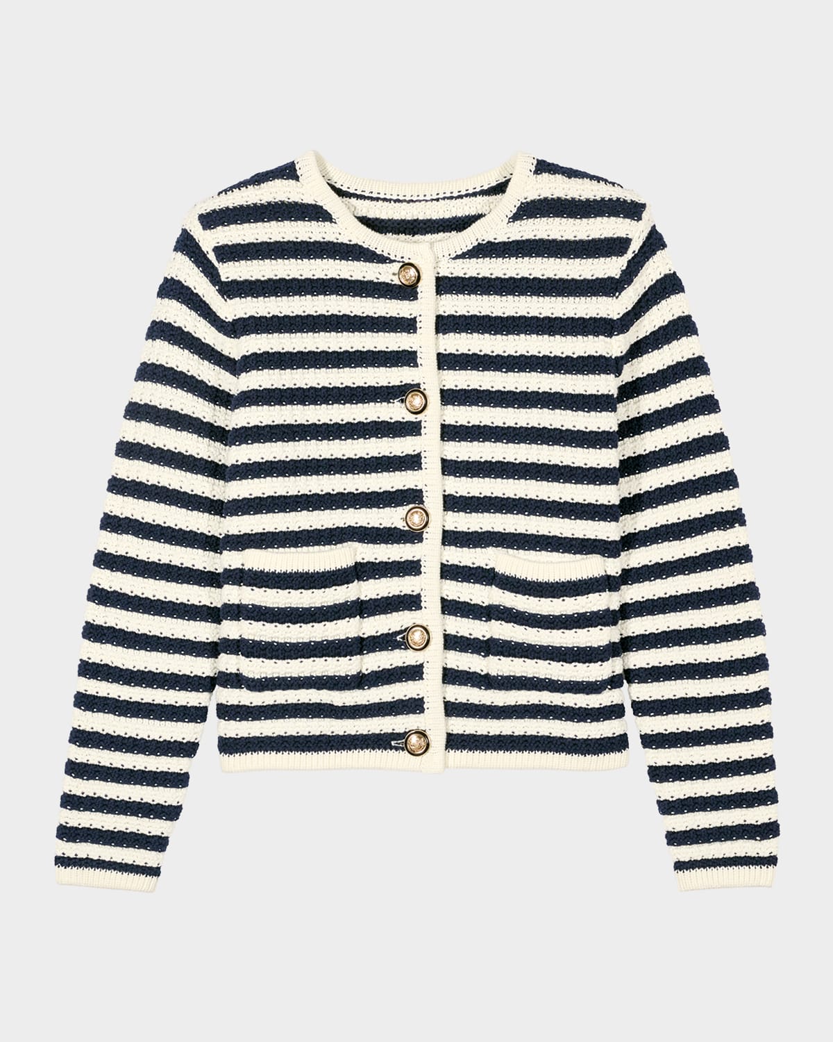 Ba&sh Ba & Sh Gaspard Crewneck Cardigan Sweater In Ecru