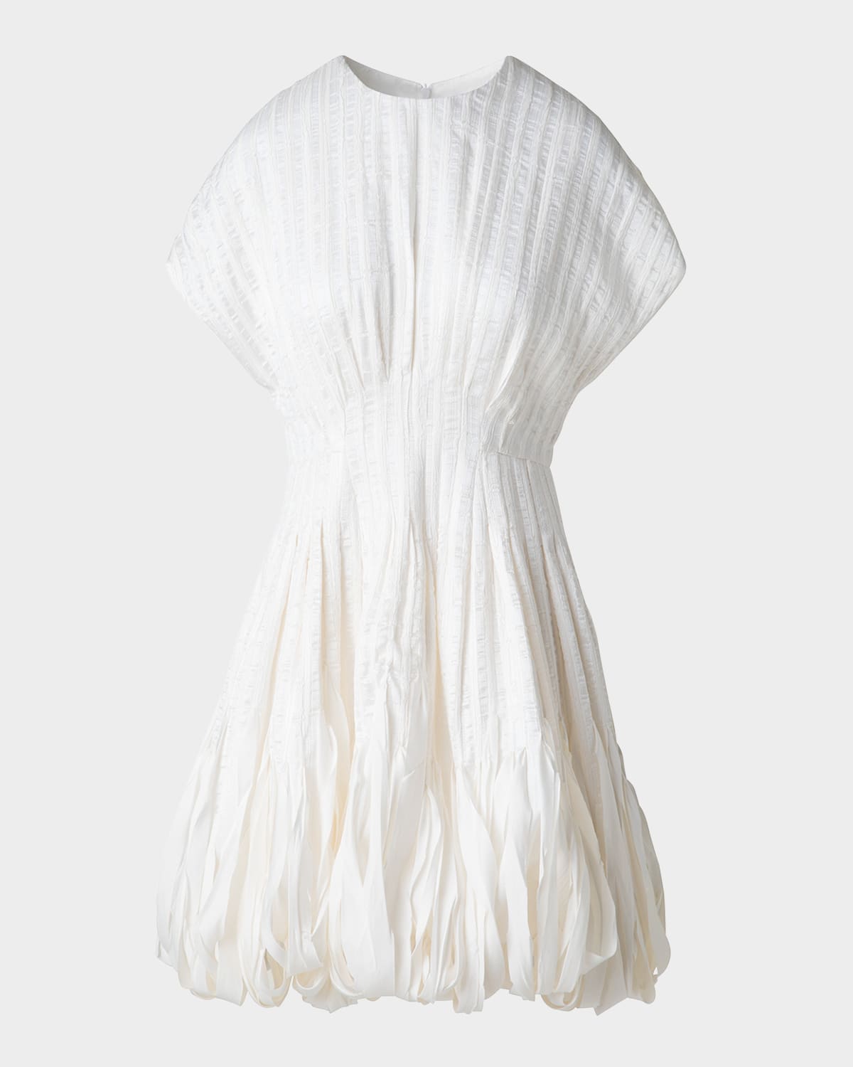 Akris Textured Silk Bubble-hem Mini Dress In Ecru