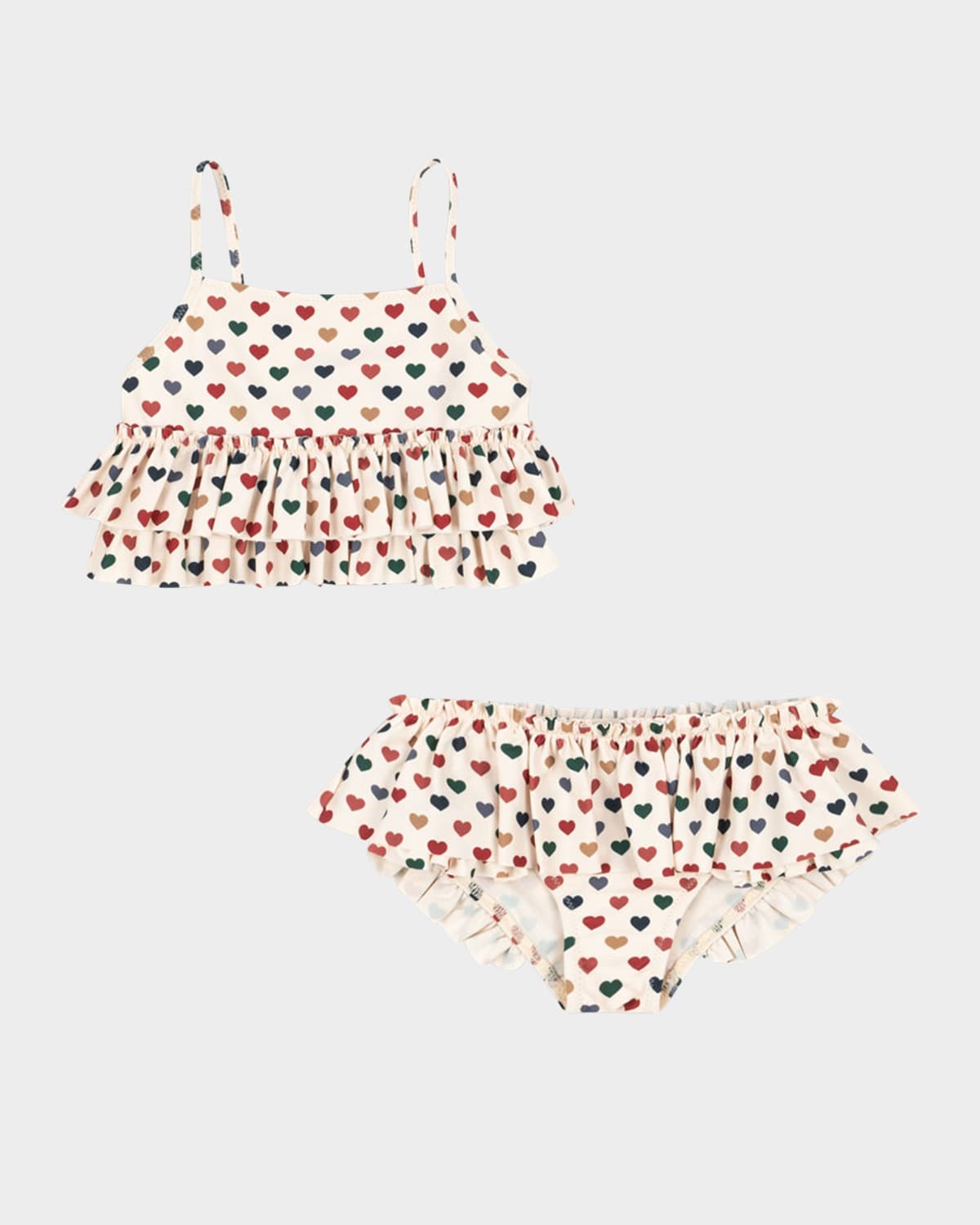 KONGES SLOJD GIRL'S MANUCA HEART-PRINT FRILL BIKINI 