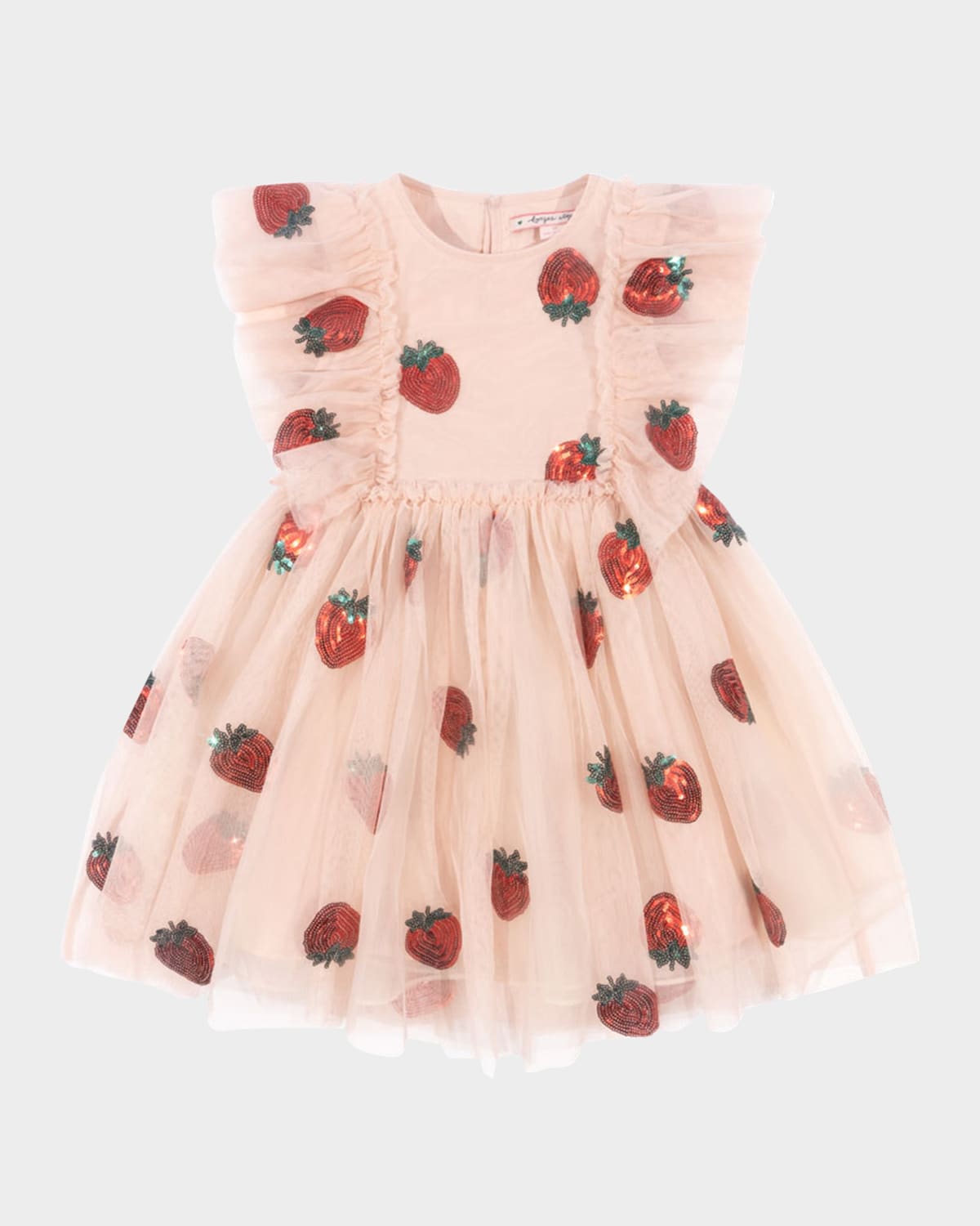 KONGES SLOJD GIRL'S YVONNE SEQUIN STRAWBERRY FRILL DRESS 