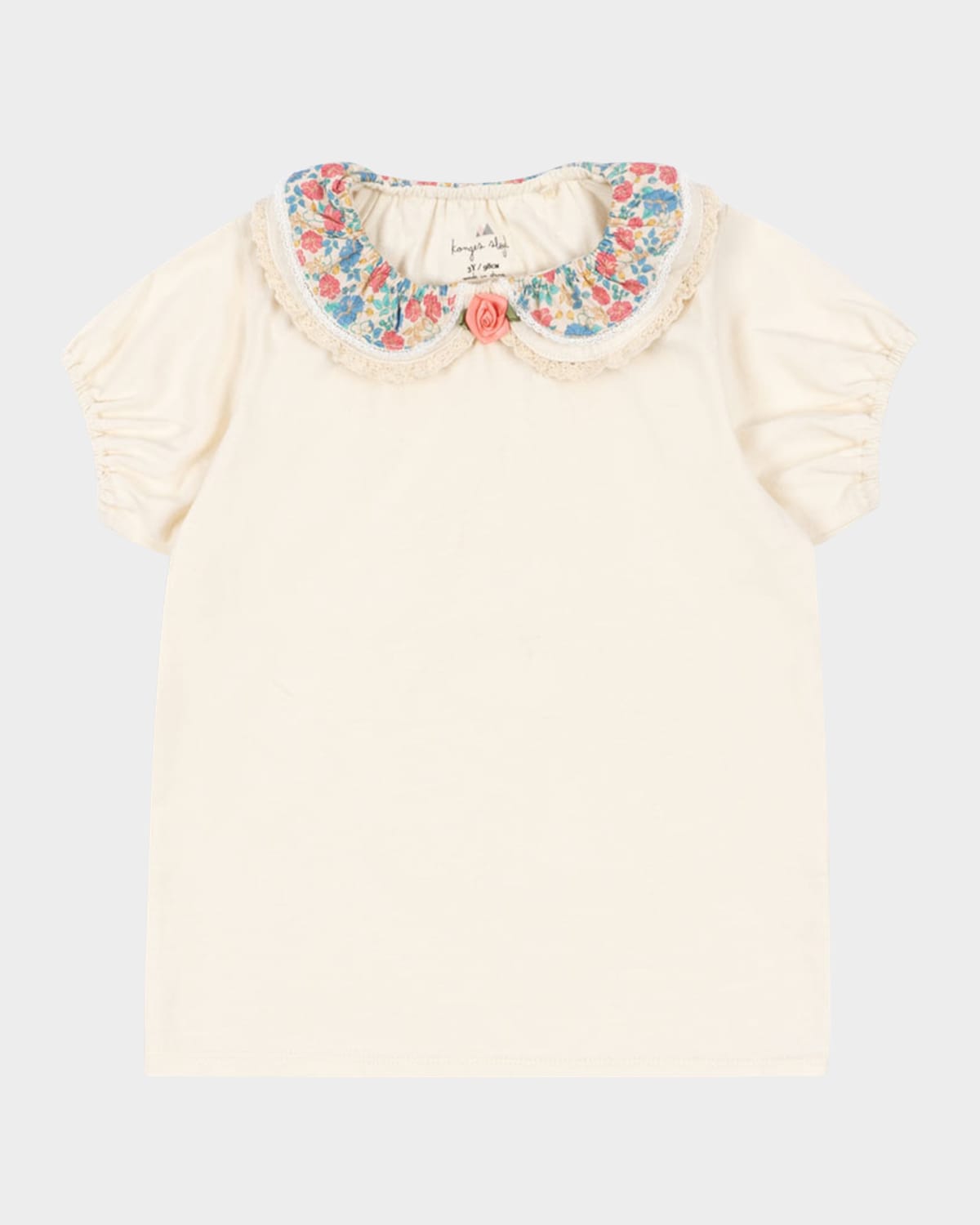 KONGES SLOJD GIRL'S PAMI T-SHIRT W/ FLORAL COLLAR 