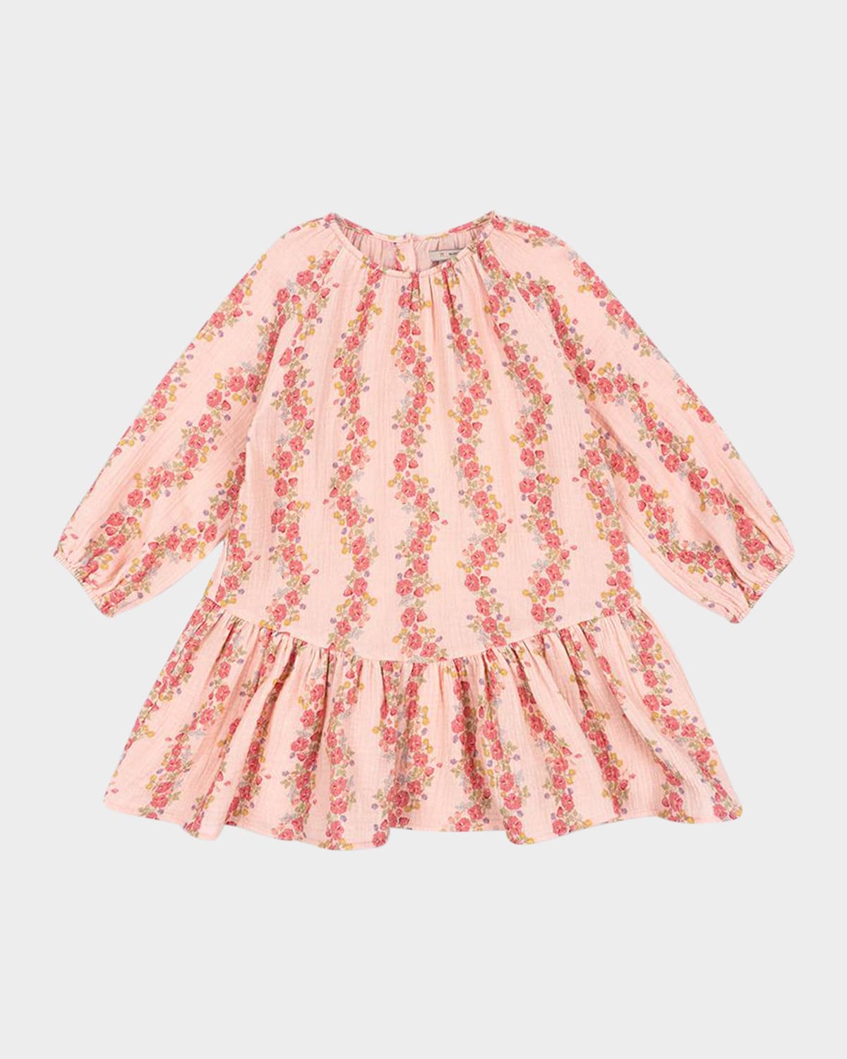 KONGES SLOJD GIRL'S COCO FLORAL STRIPED DROP WAIST DRESS 
