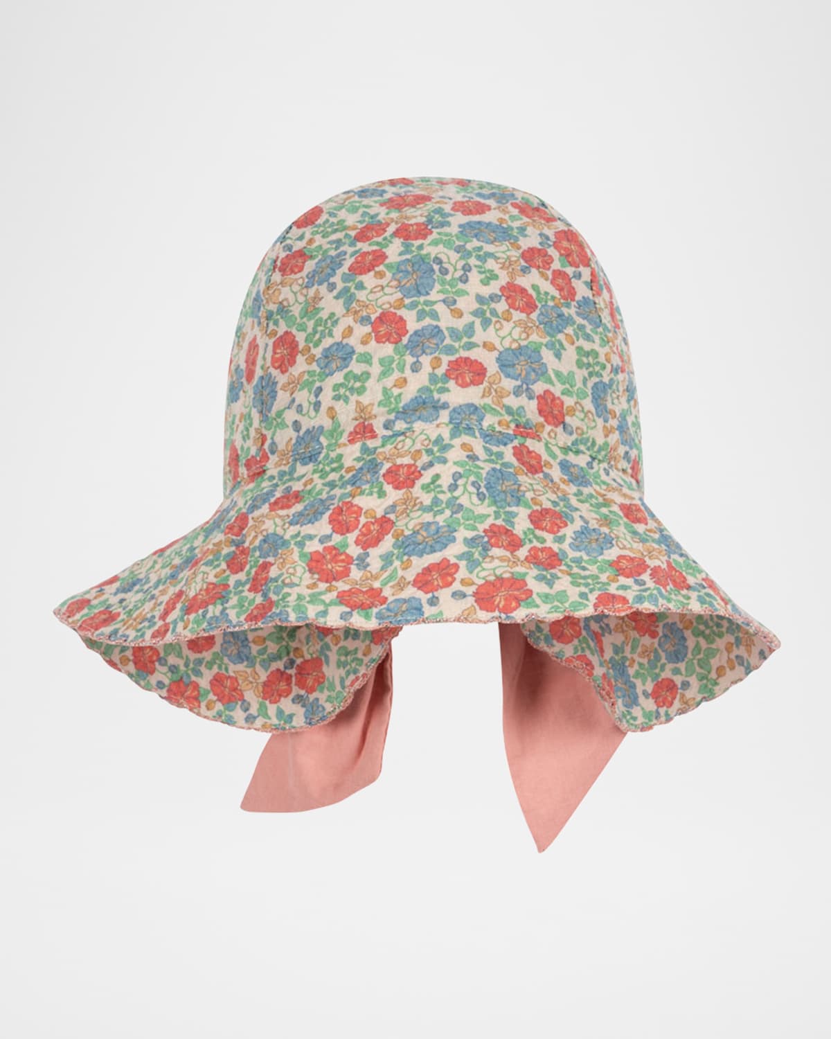 Konges Slojd Girl's Elin Floral-print Bow Sun Hat In Fiola