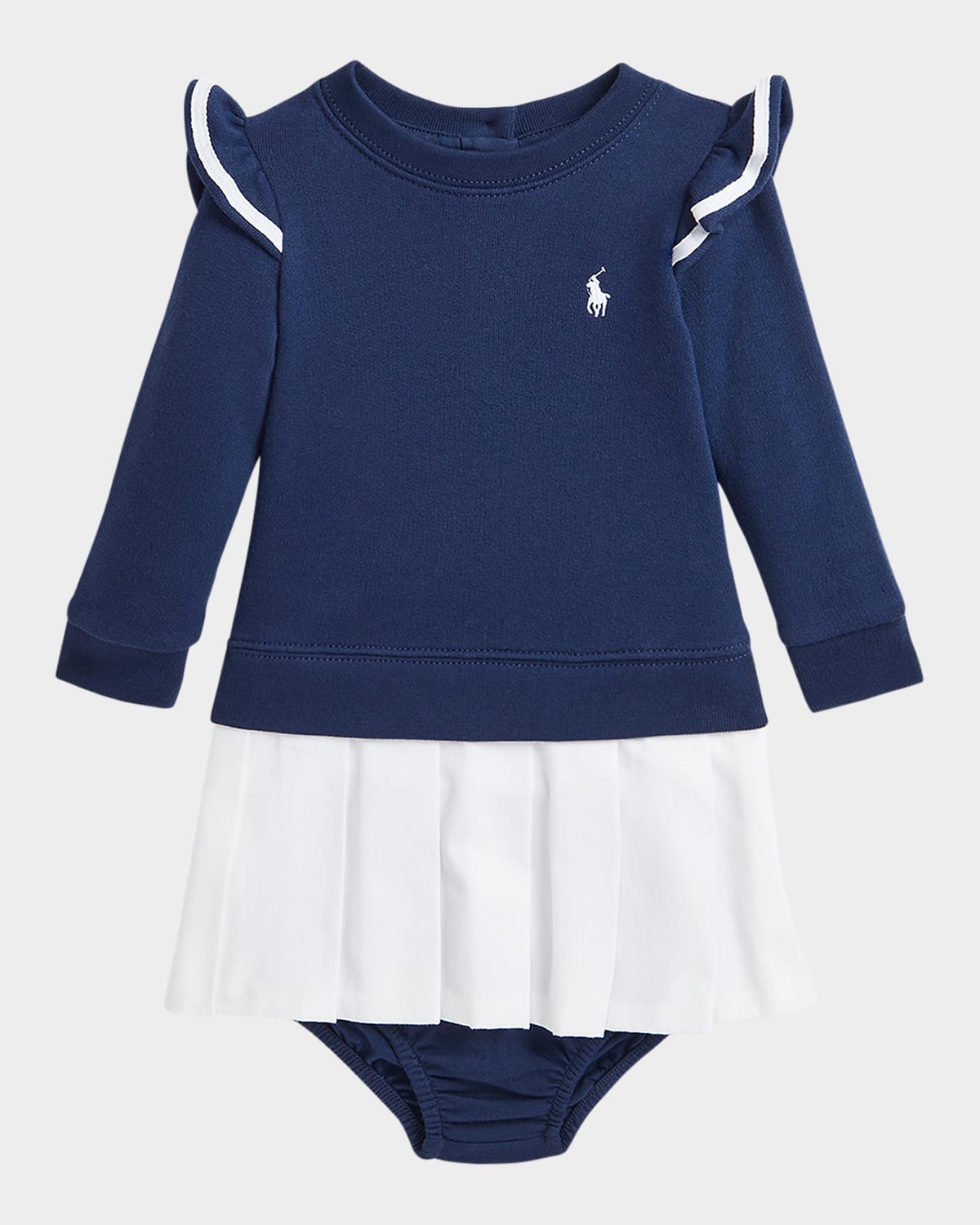 RALPH LAUREN GIRL'S COMBO PLEATED SWEATSHIRT DRESS 