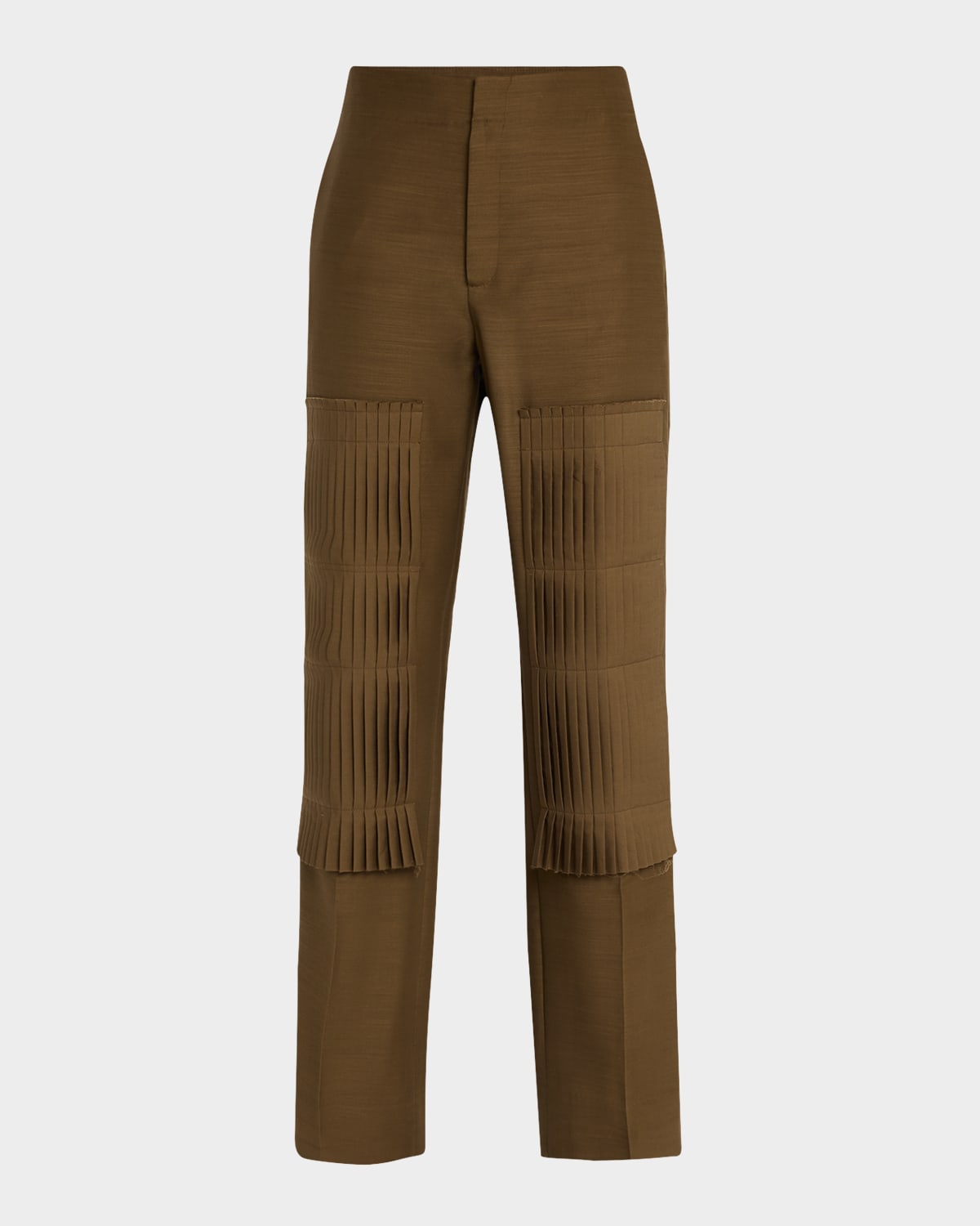 BITE STUDIOS PLEATED PATCH STRAIGHT-LEG TROUSERS 