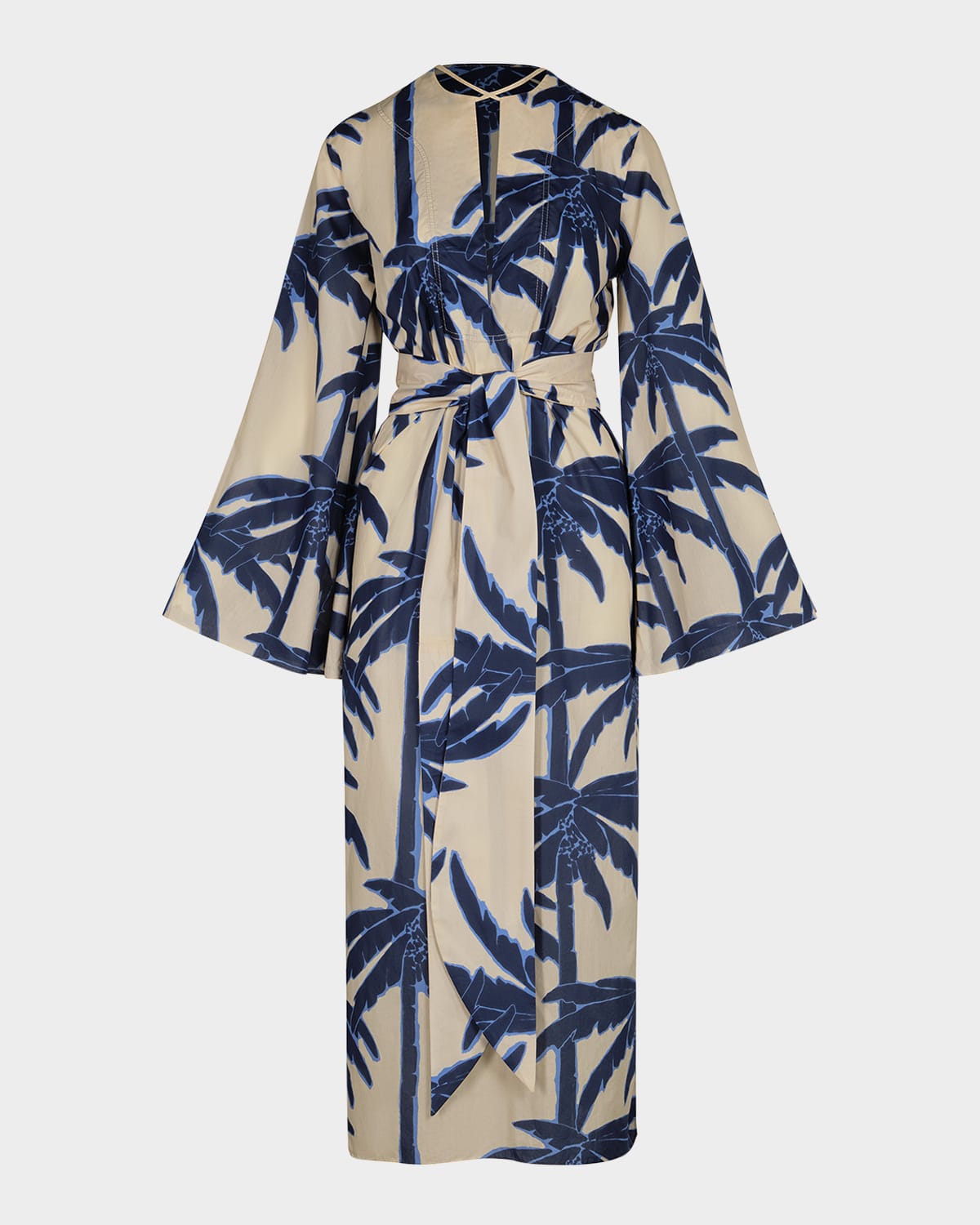 Shop Johanna Ortiz Sotaviento Tunic Dress In Swim Salty Palms-ecru-blue