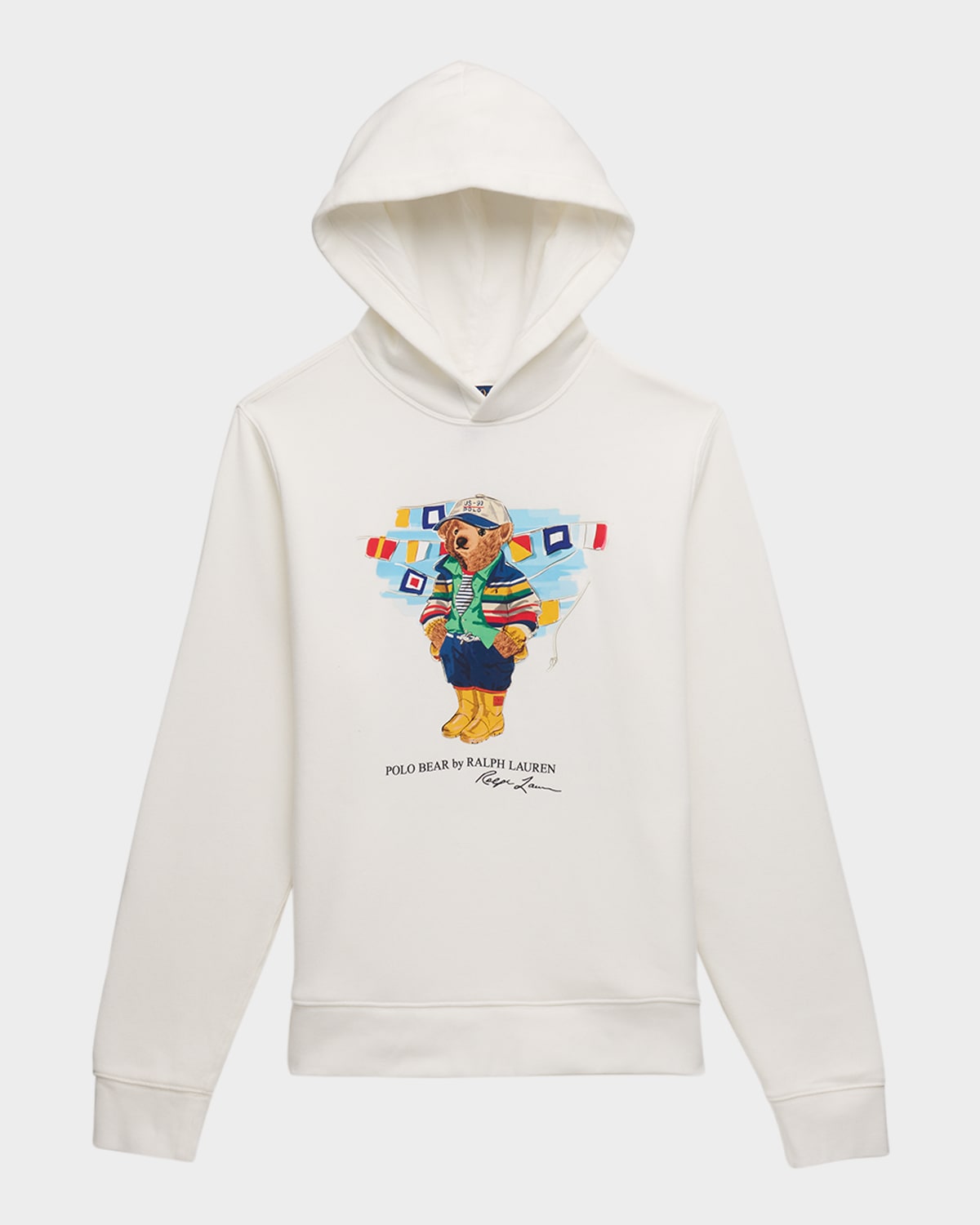 Polo Ralph Lauren Boy's Graphic Polo Bear Hoodie In Paper White