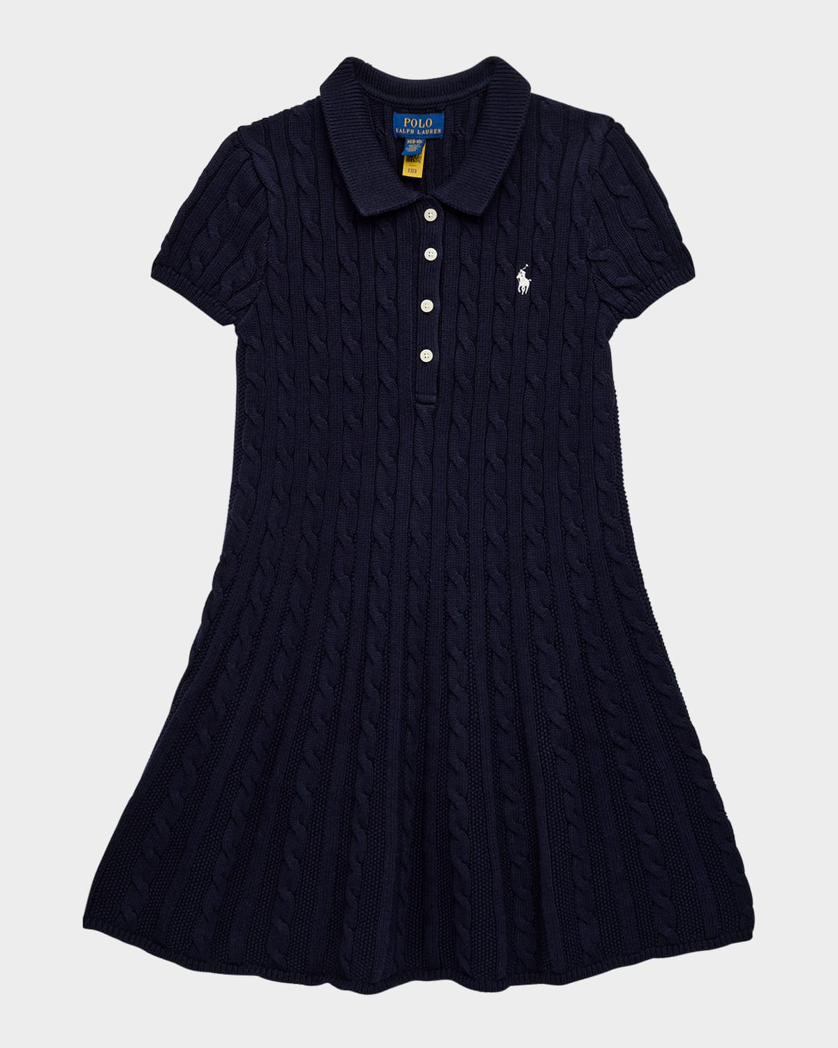 Polo Ralph Lauren Cable-knit Cotton Dress In Rl Navy W Prch Cream