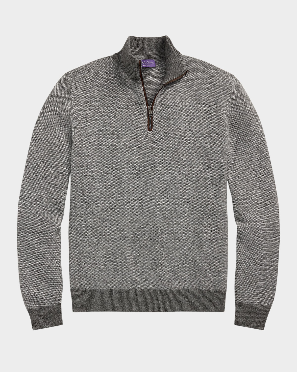 Men's Birdseye Cashmere Quarter-Zip Sweater
