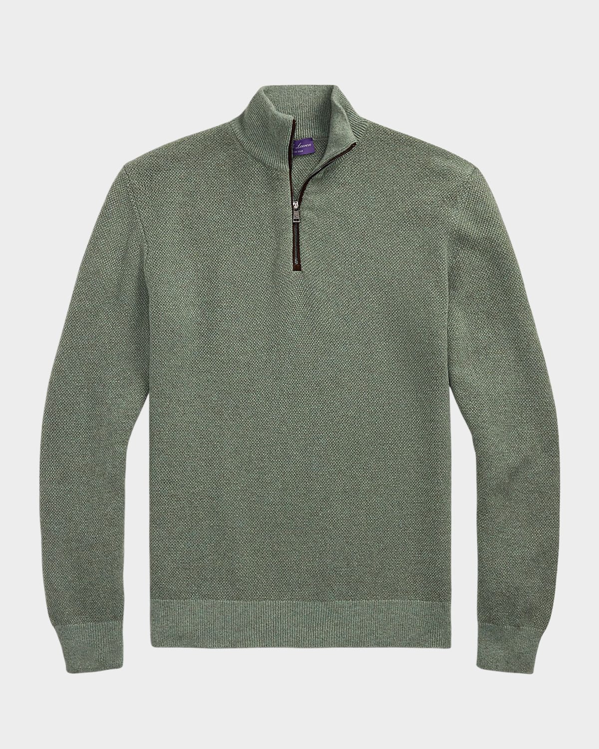 Ralph Lauren Mesh-knit Cotton Quarter-zip Sweater In Green