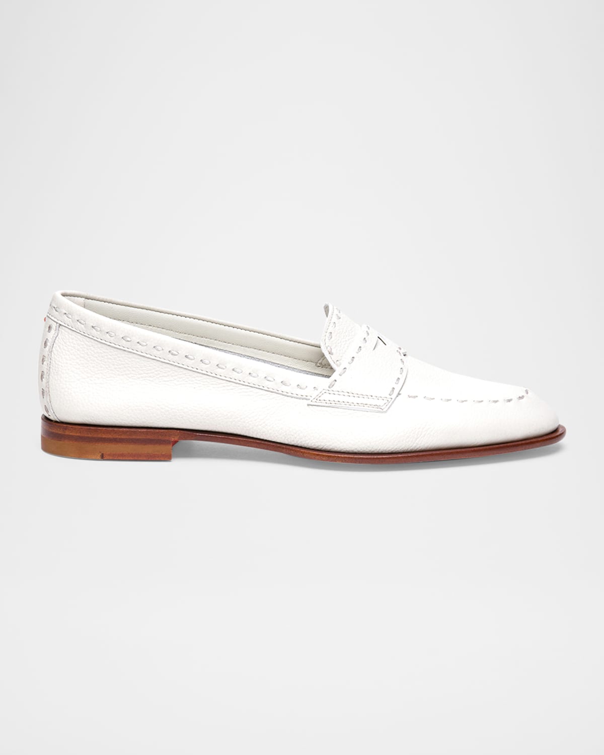 Santoni Marlene Leather Penny Loafers In White