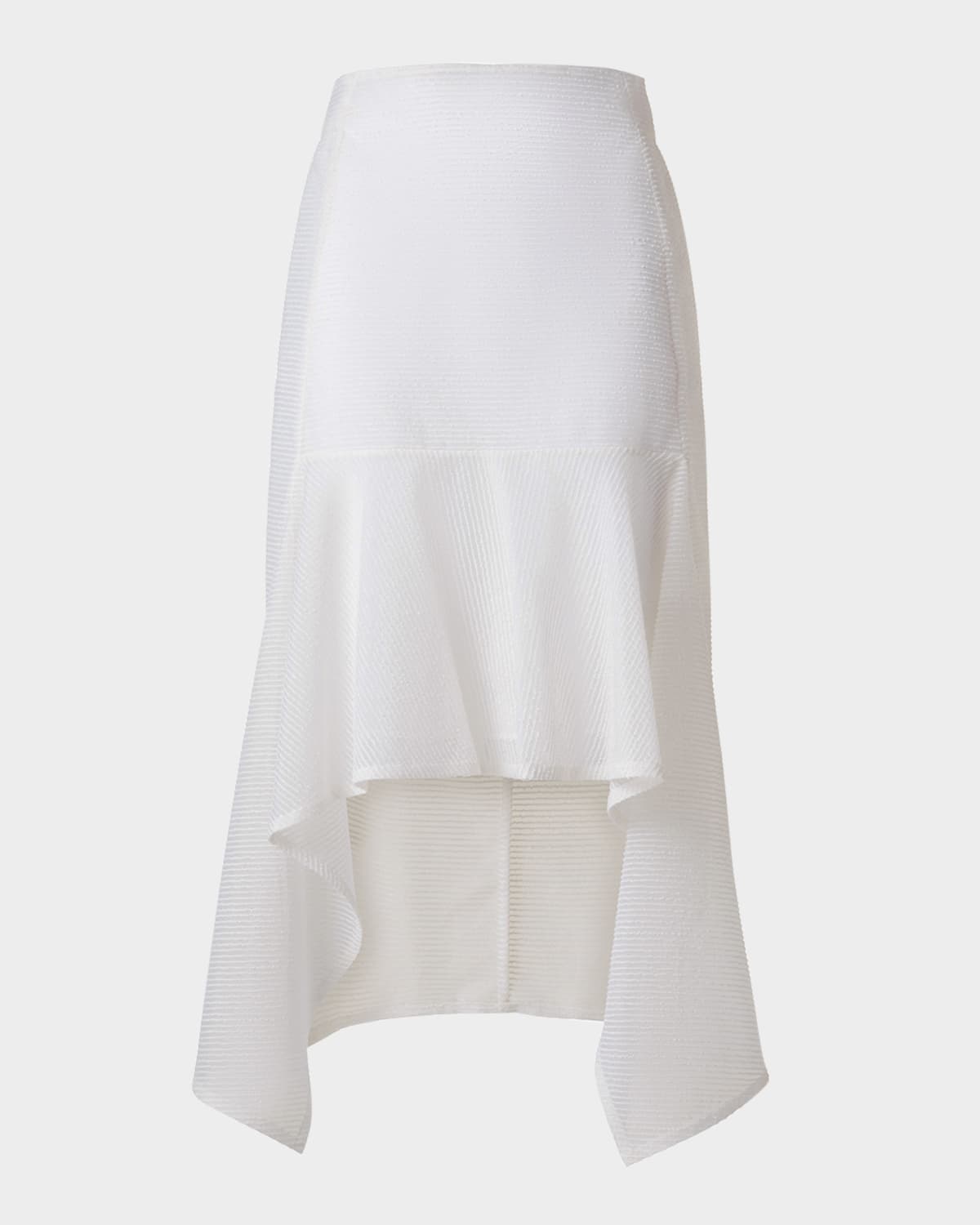 Shop Akris Boucle Striped Silk Organza High-low Skirt In Ecru
