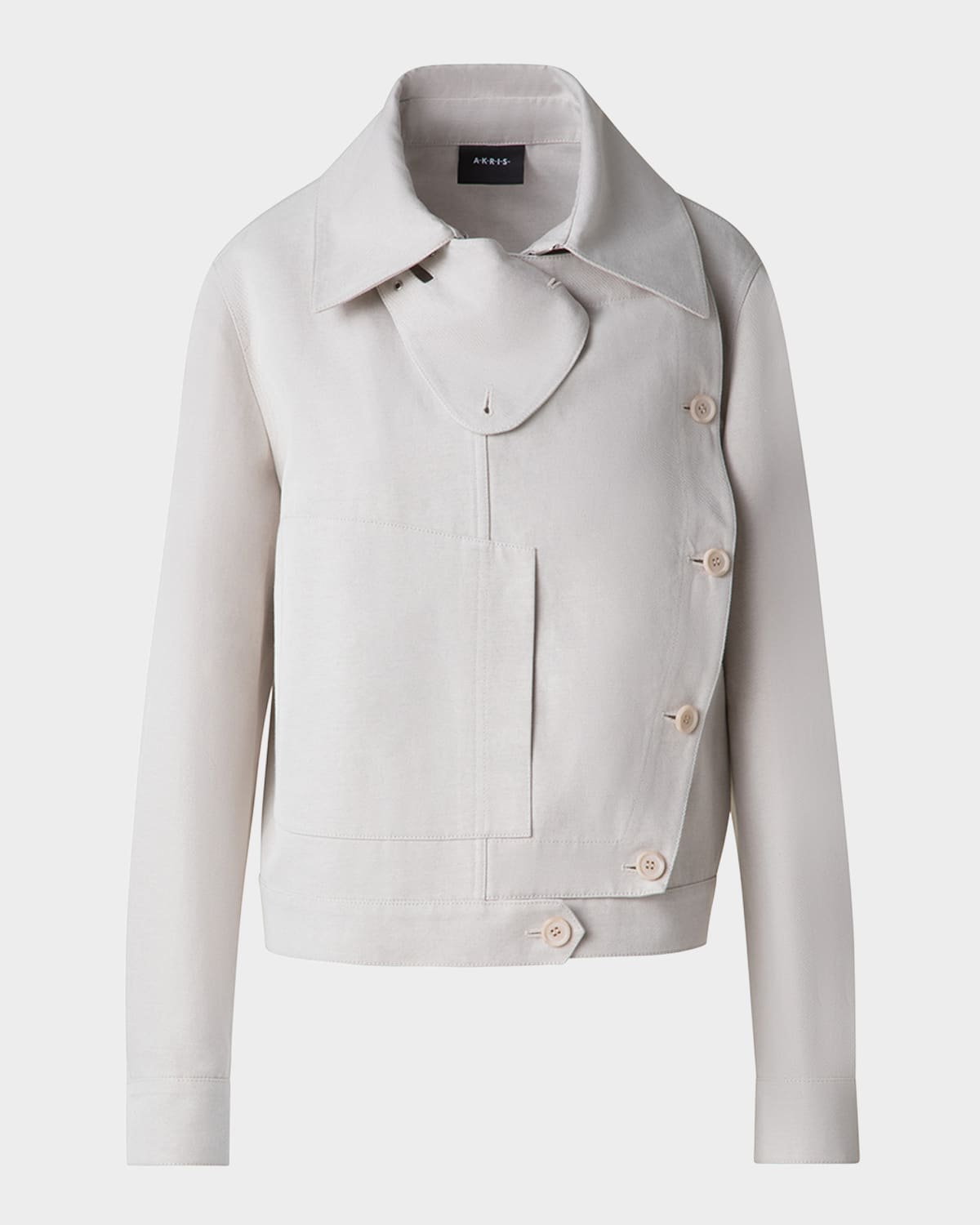 Shop Akris Arno Asymmetric Boxy Trench Jacket In Greige
