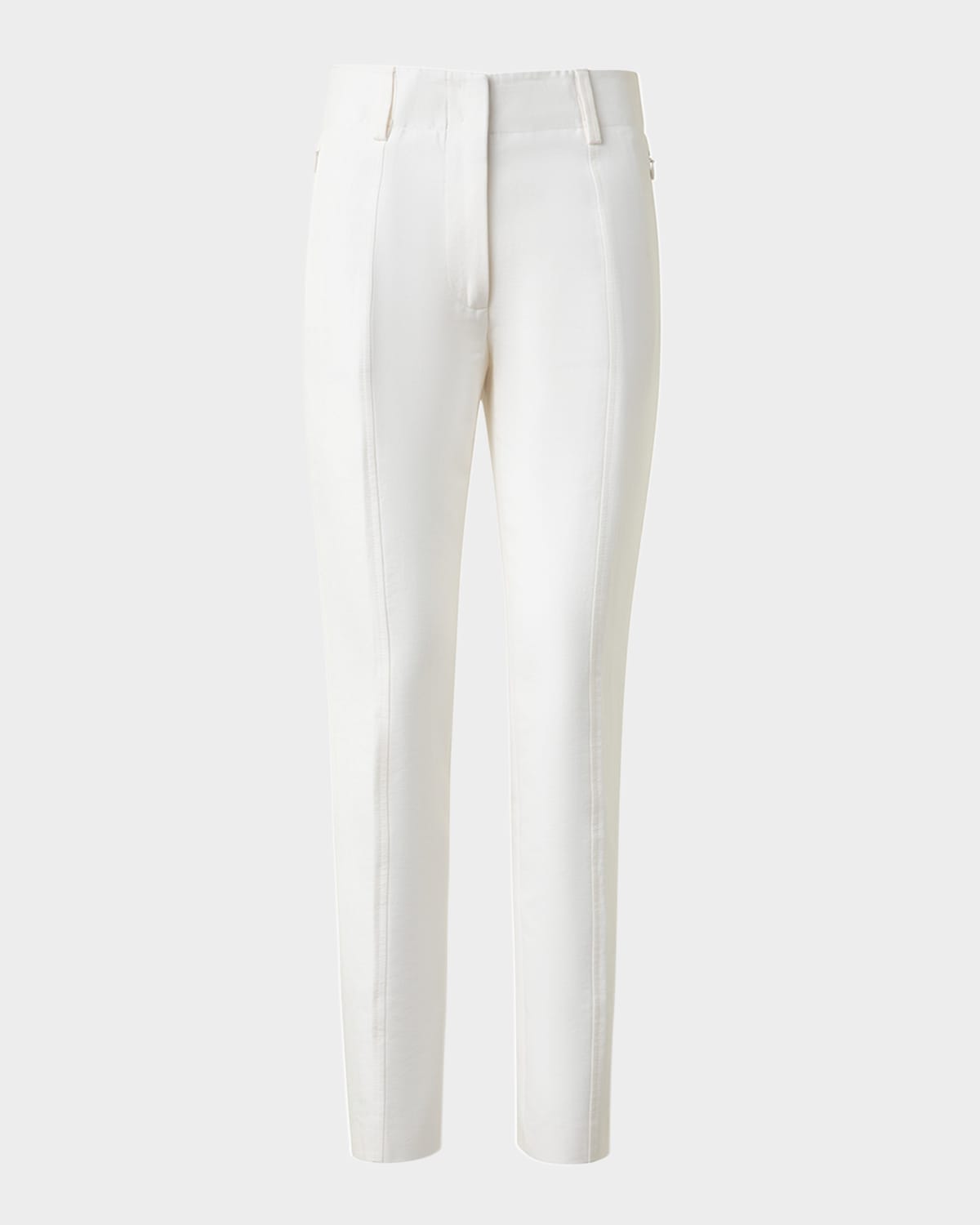 Akris Connor Cotton-silk Slim-leg Ankle Pants In Ecru