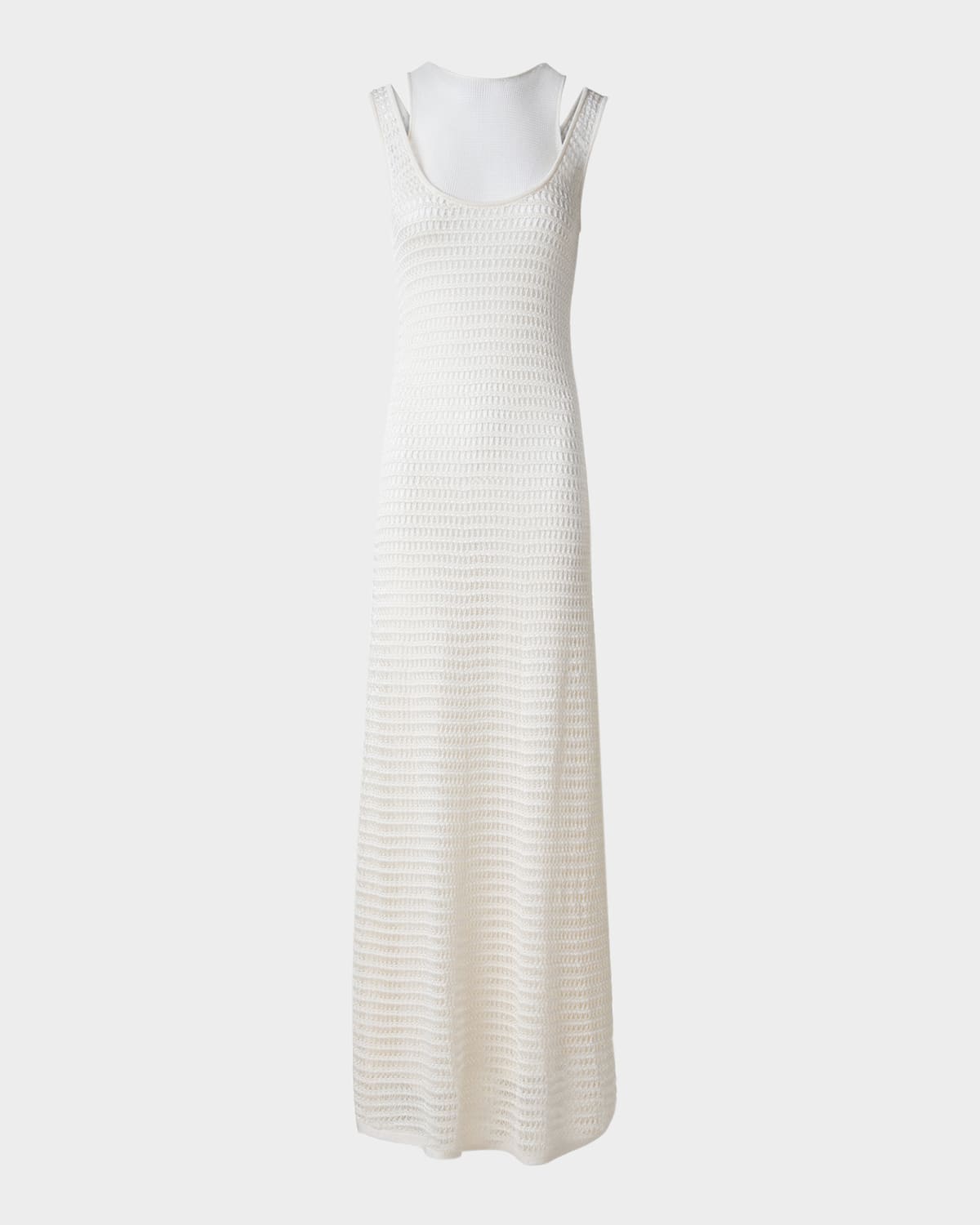 Akris Crochet & Knit Layered Maxi Dress In Ecru