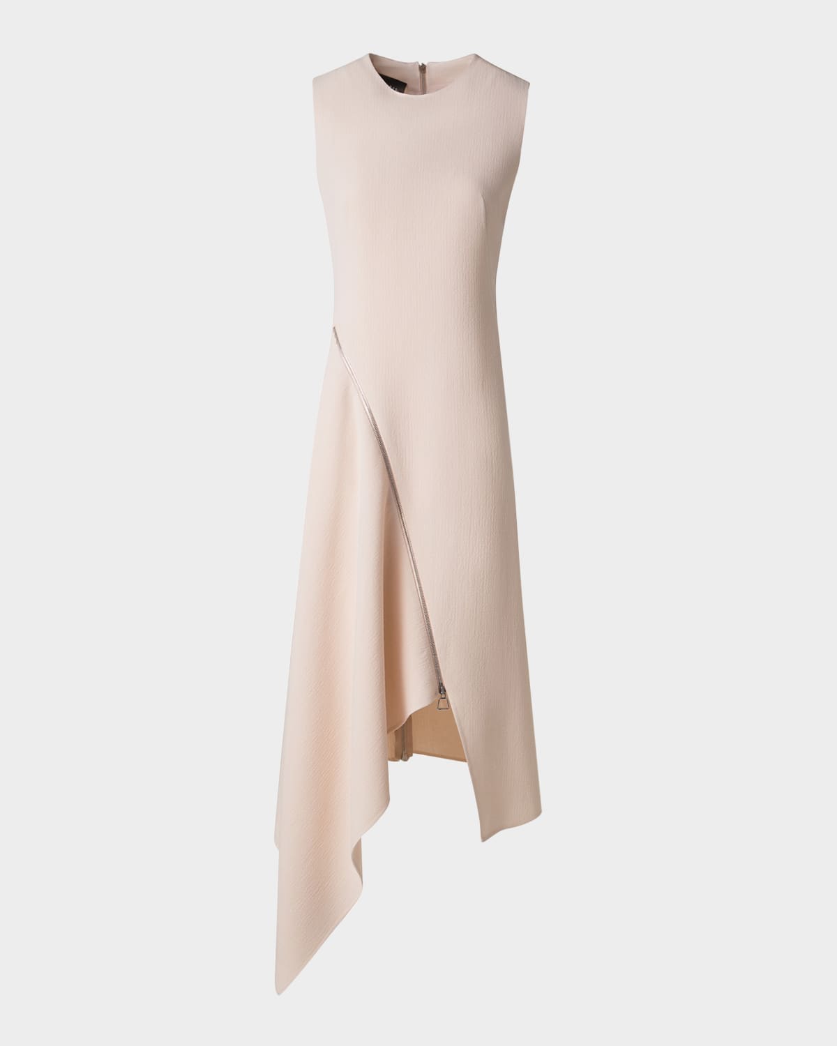 Akris High-low Zip Wool Crepe Midi Dress In Seashell