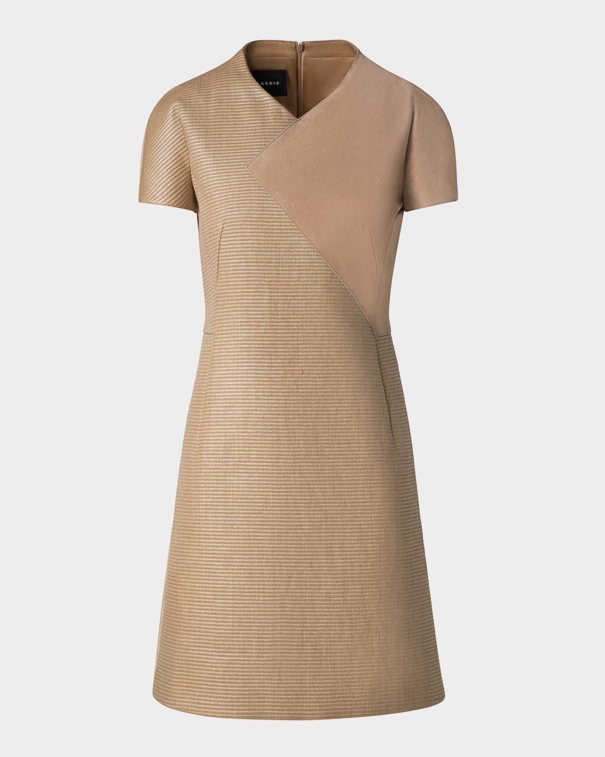 Shop Akris Suede & Raffia-blend Mini Dress In Cuoio