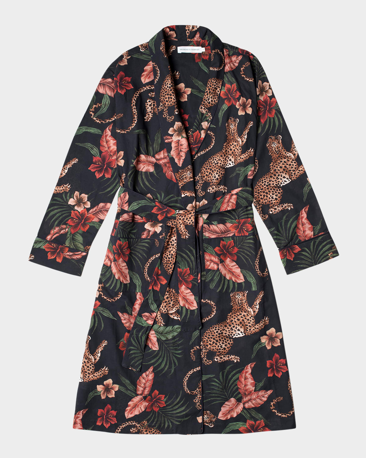 Animal-Print Piped Organic Cotton Robe