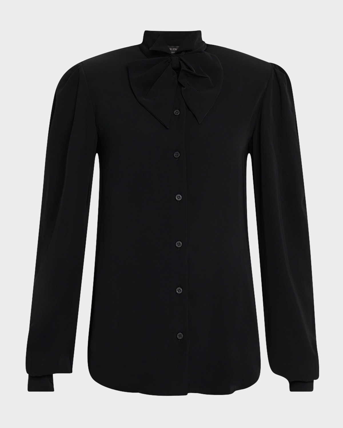 Shop Balenciaga Bow Button Down Blouse In Noir