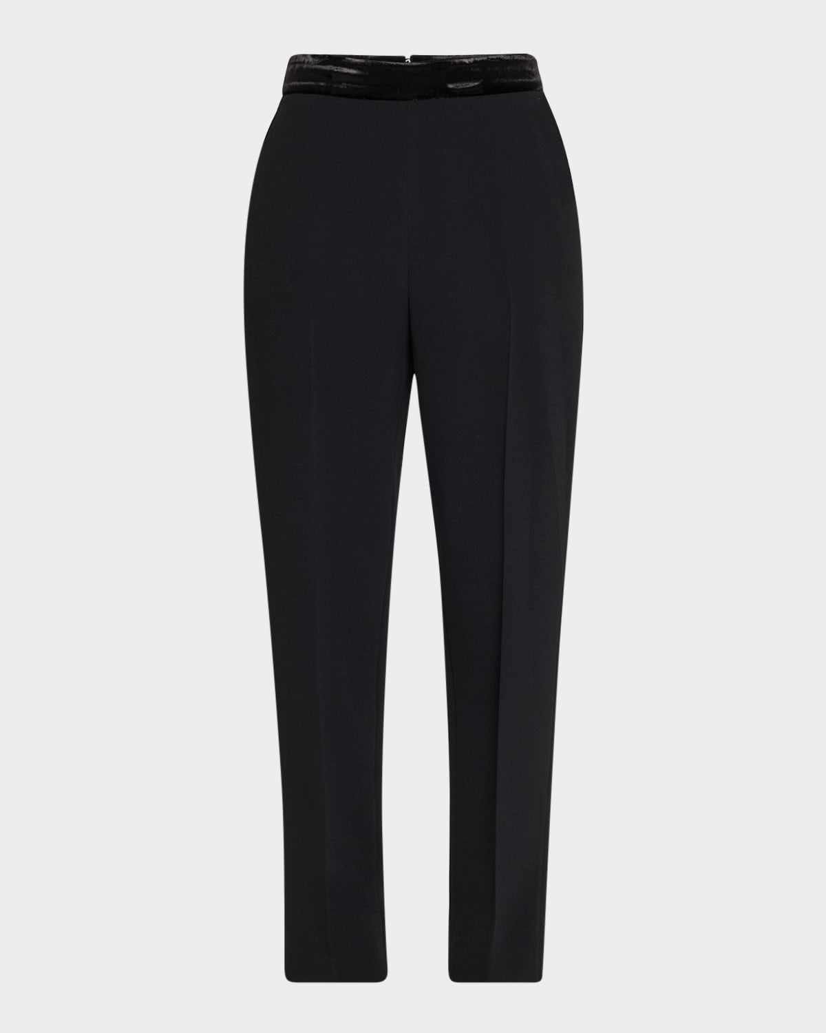 Roberto Cavalli Velvet-waist Straight-leg Ankle Trousers In Nero