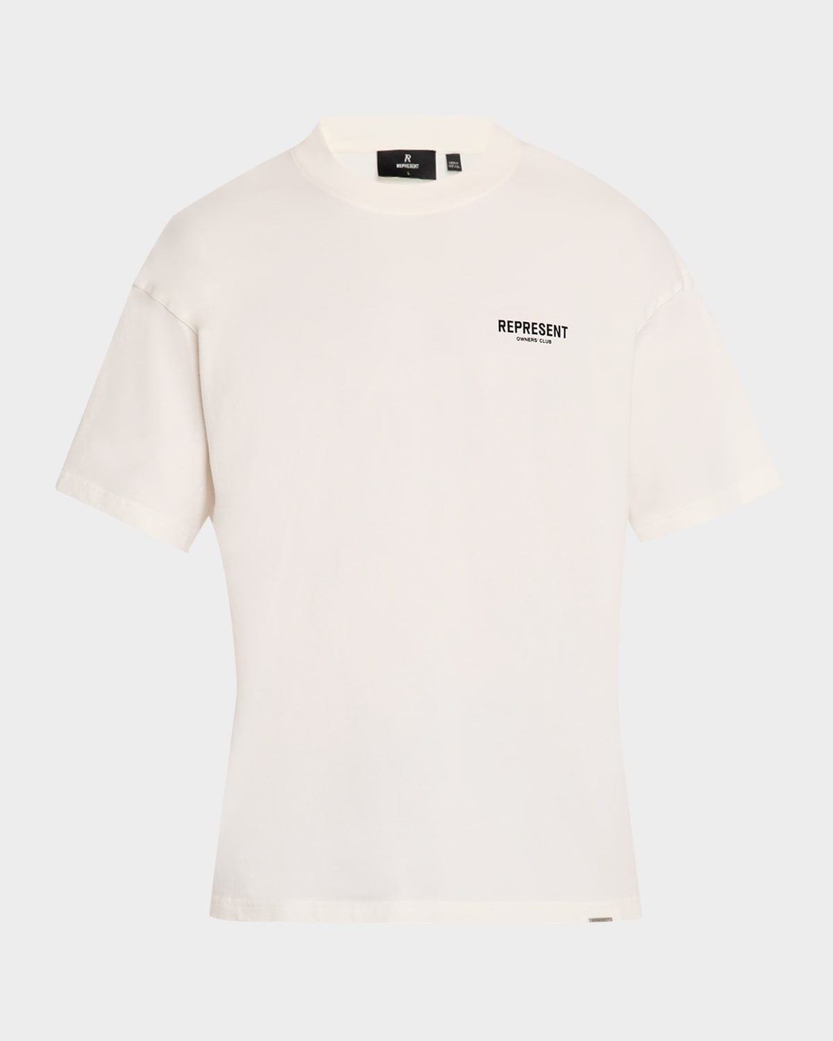 Represent White Crewneck T-shirt With With Front And Back Owners Club Print In Flat White