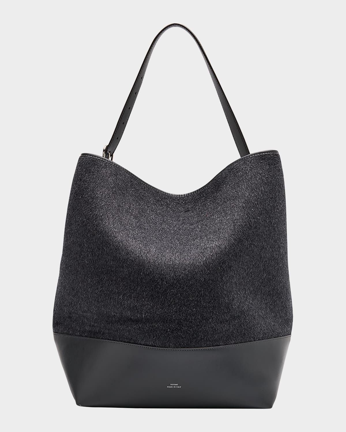 Totême Belted Wool & Leather Tote Bag In Gray