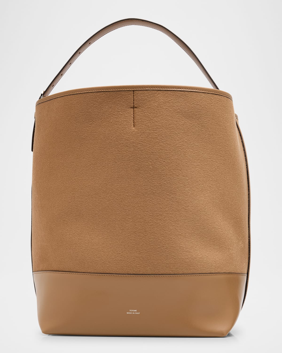Totême Belted Wool & Leather Tote Bag In Camel