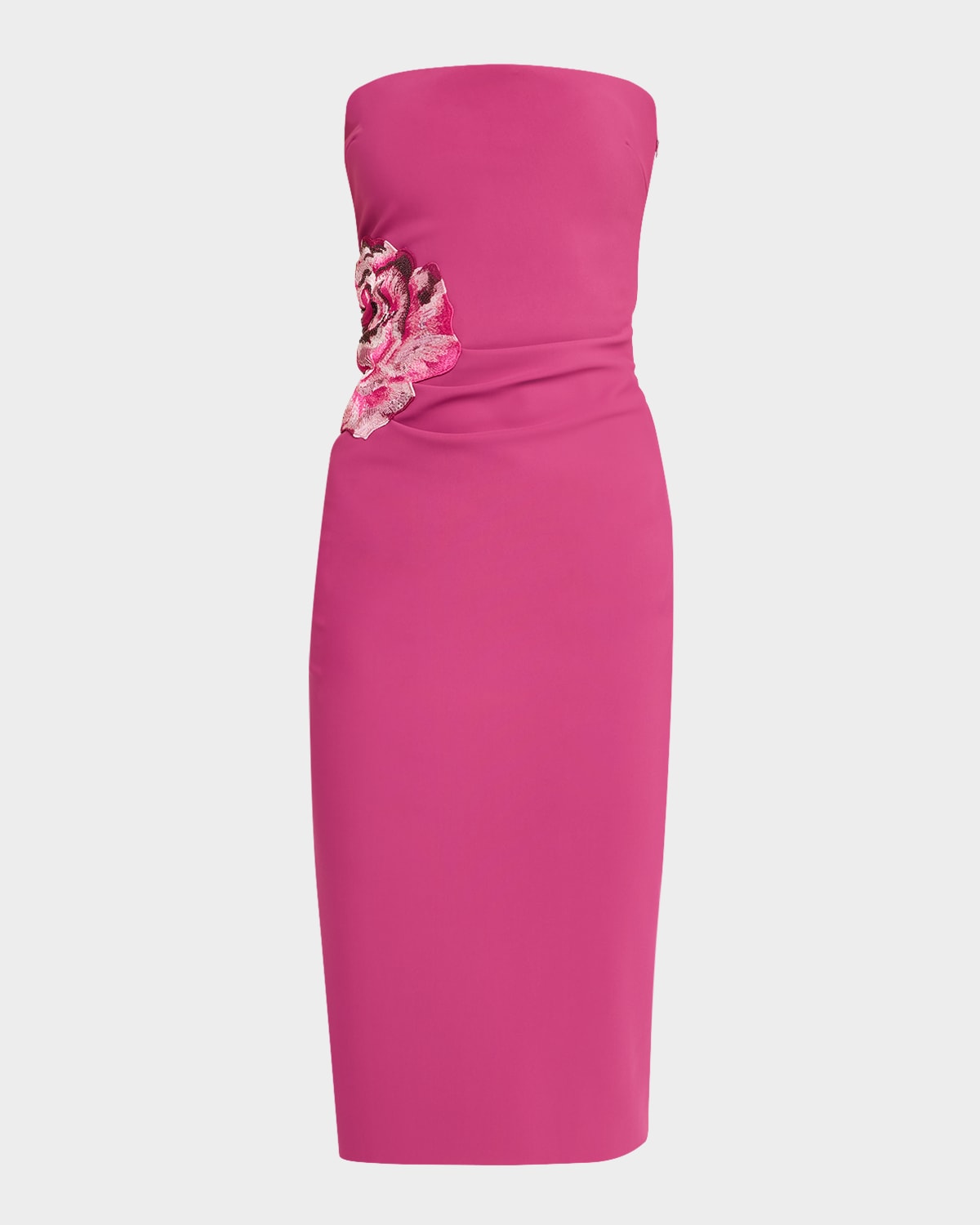 Itala Strapless Floral-Embroidered Midi Dress