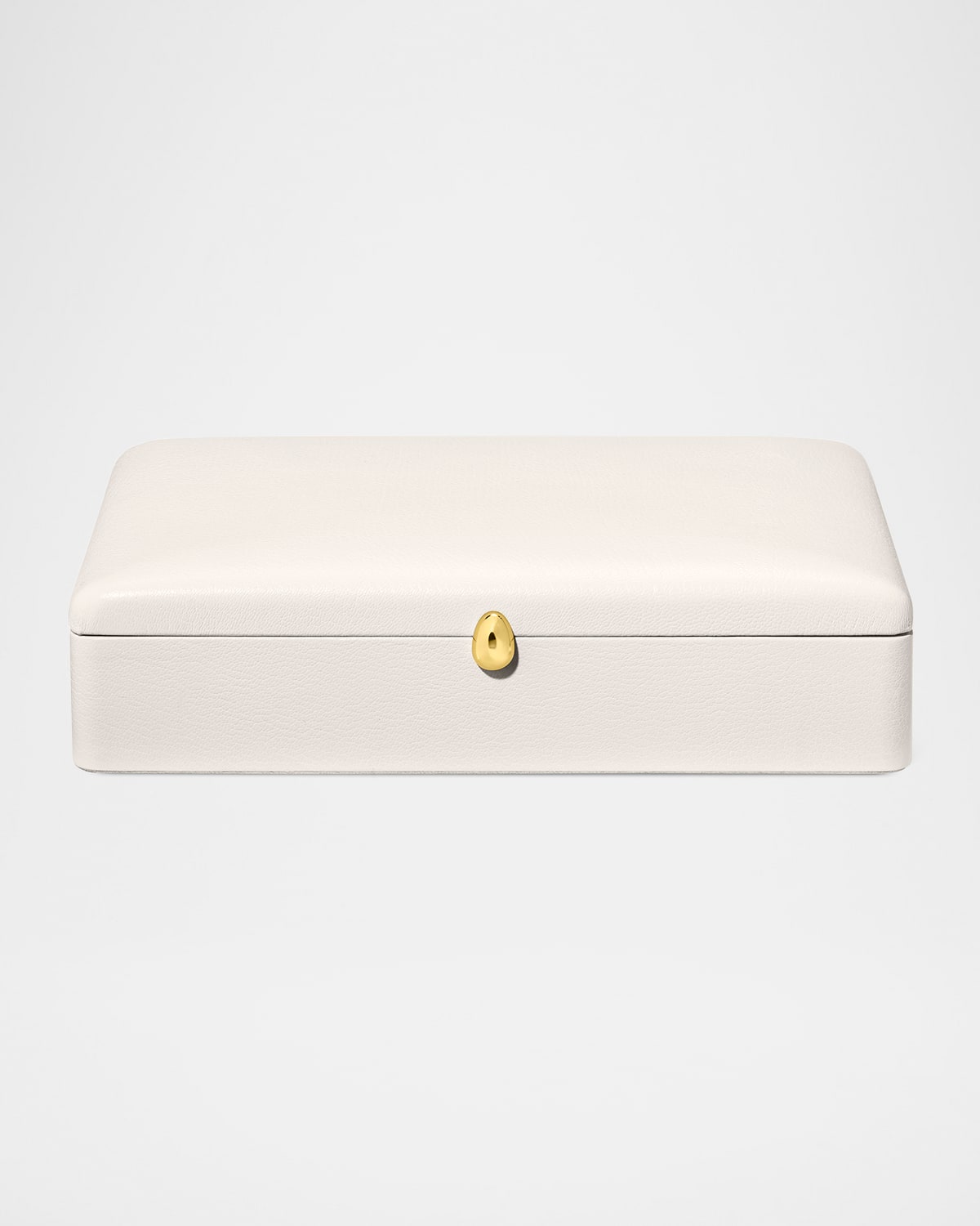 Aerin Piero Leather Box In Open White
