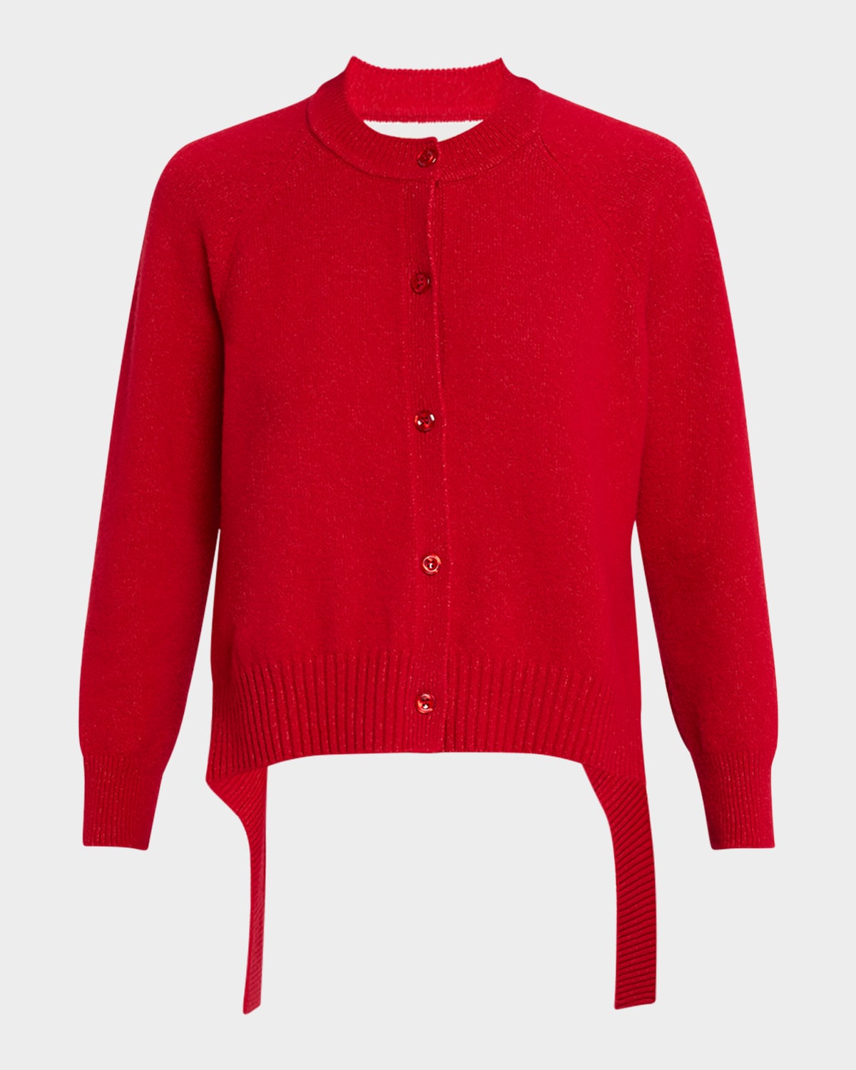 Simone Rocha Backless Long Sleeve Wool Cardigan In Red