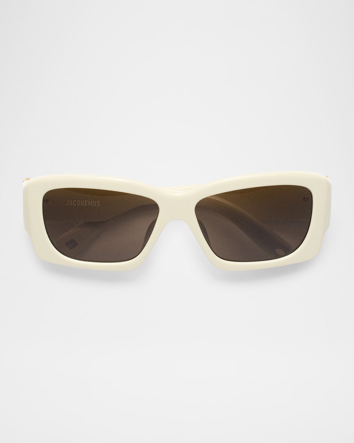 Jacquemus Croisière Rectangle Acetate Sunglasses In Sand Gold Brown
