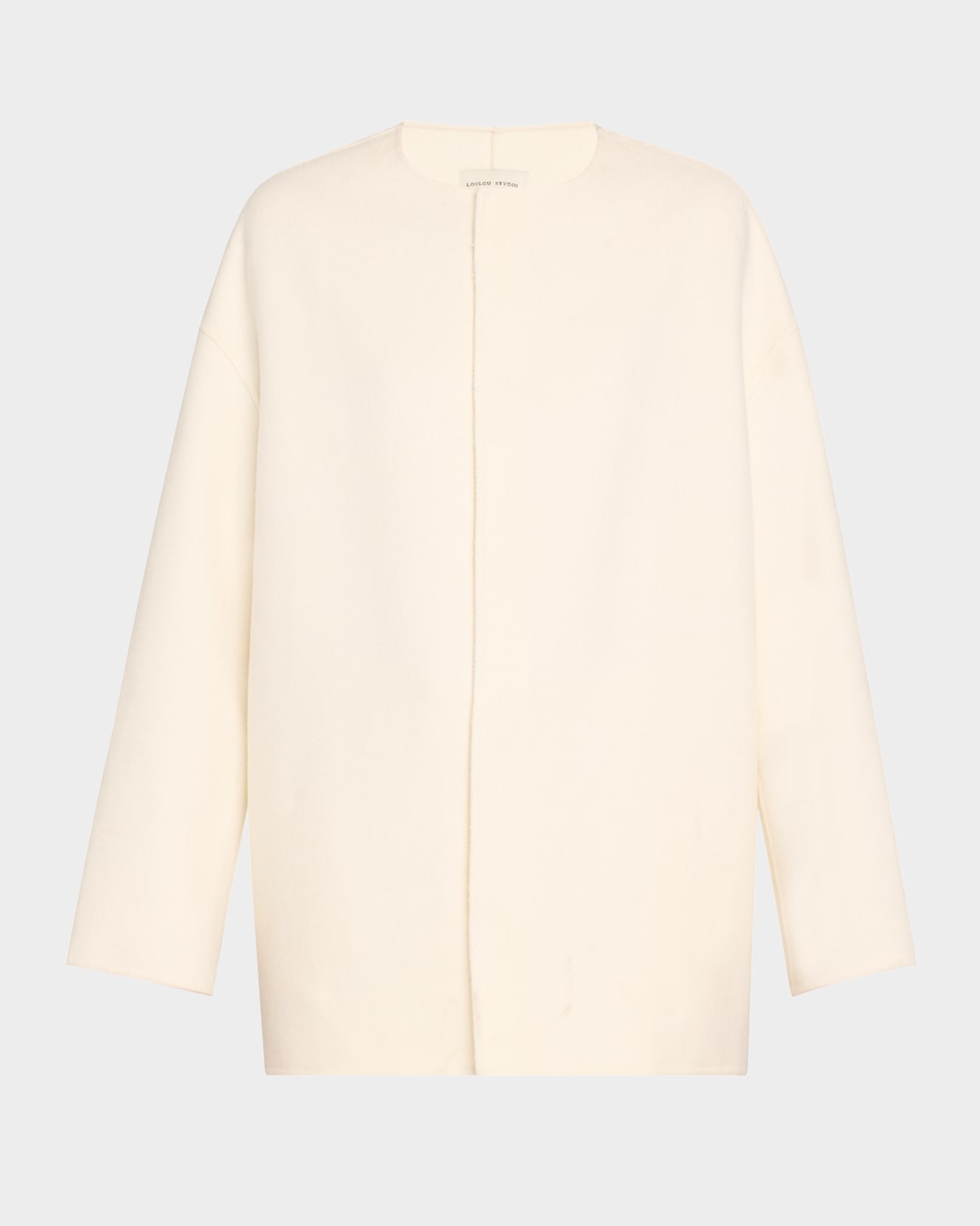 Loulou Studio Short Wool Cashmere Coat In Ivory